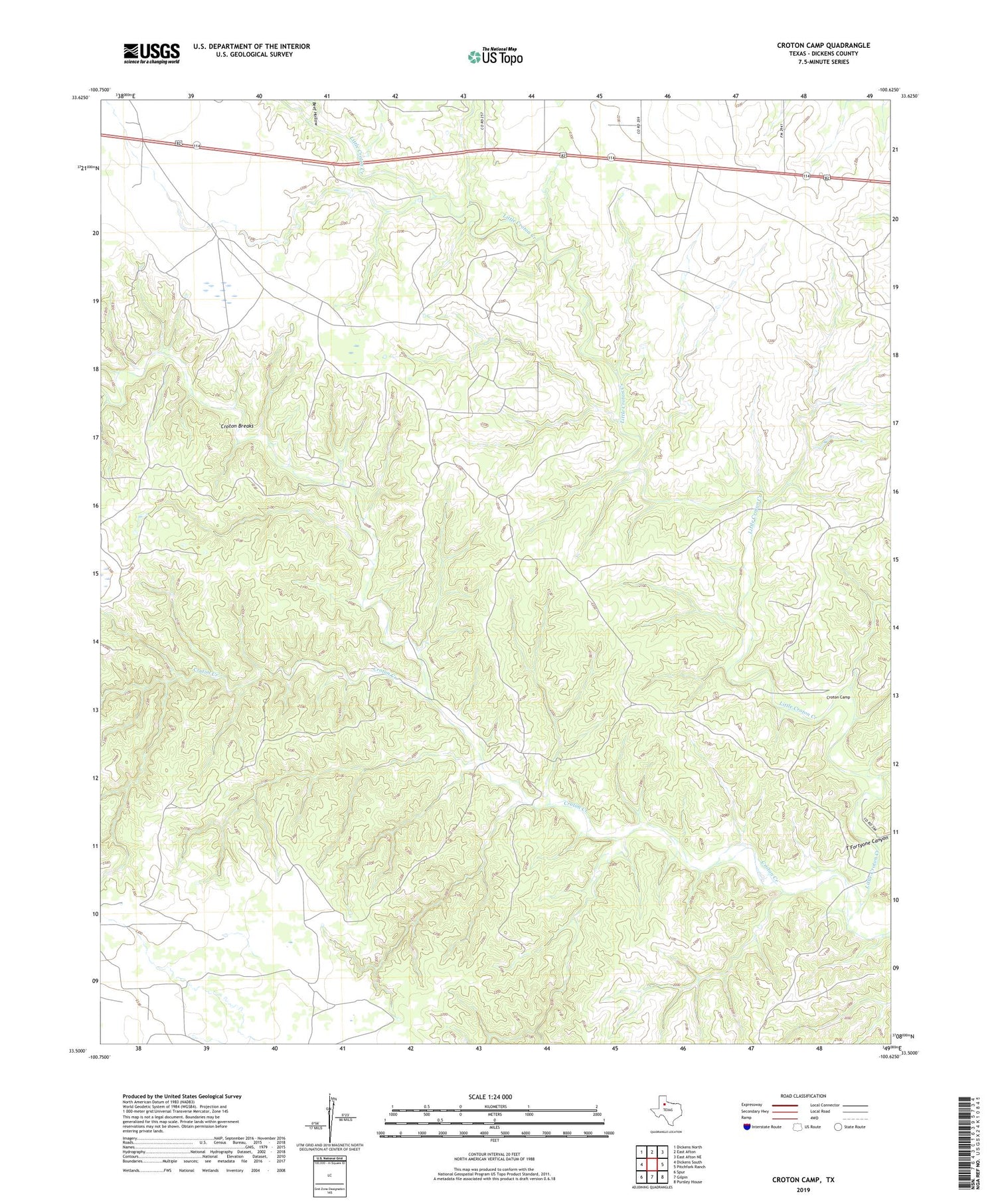 Croton Camp Texas US Topo Map Image