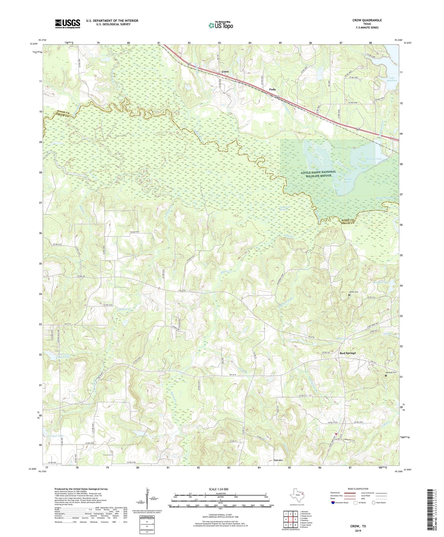 Crow Texas US Topo Map Image