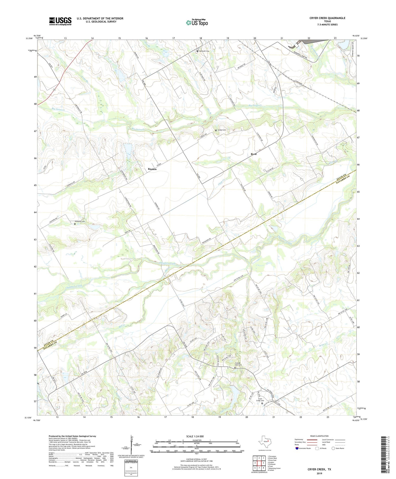 Cryer Creek Texas US Topo Map Image