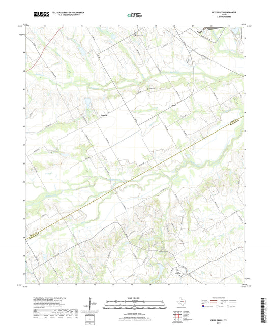 Cryer Creek Texas US Topo Map Image