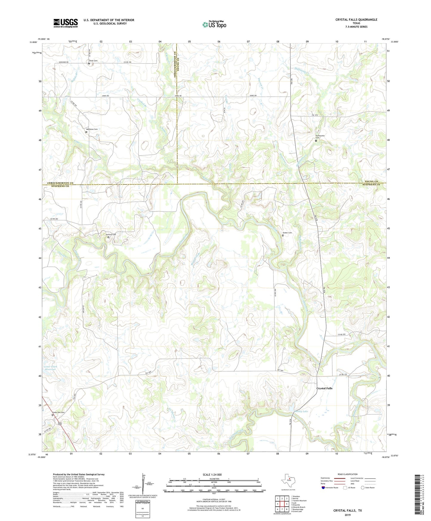Crystal Falls Texas US Topo Map Image