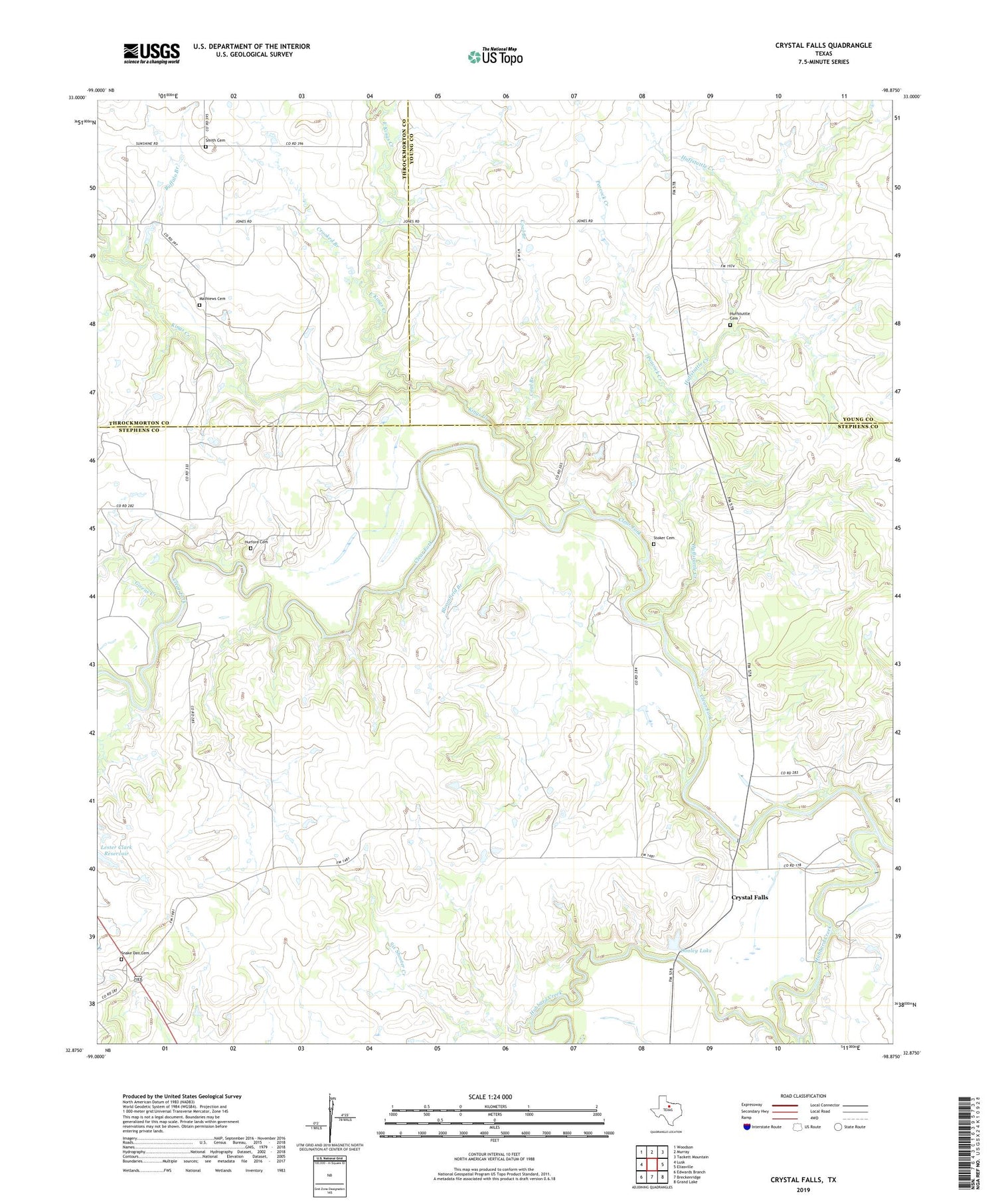 Crystal Falls Texas US Topo Map Image