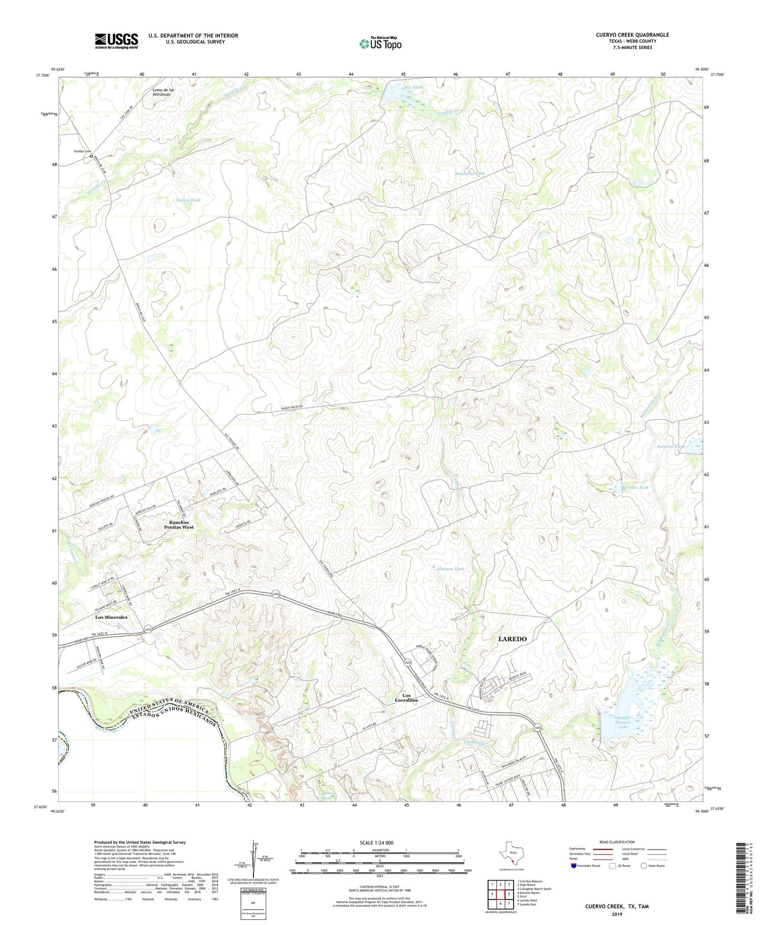 Cuervo Creek Texas US Topo Map Image