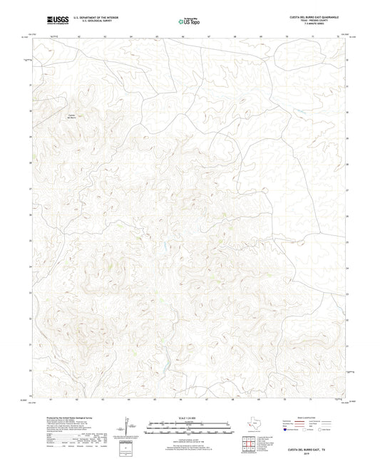 Cuesta Del Burro East Texas US Topo Map Image