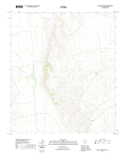 Cuesta Del Burro NW Texas US Topo Map Image