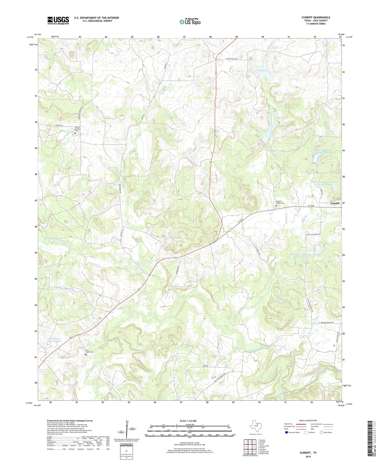 Cundiff Texas US Topo Map Image