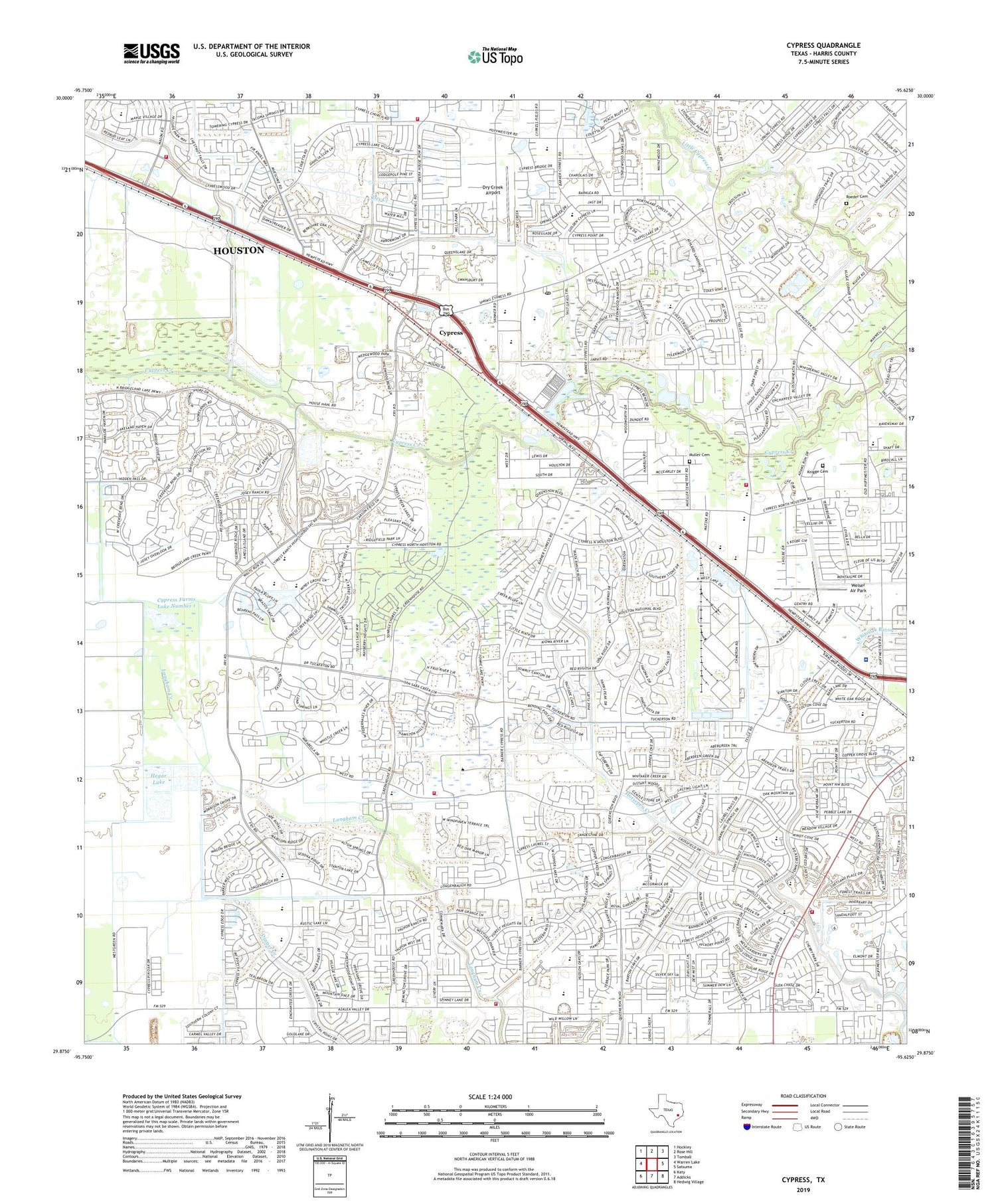 Cypress Texas US Topo Map Image