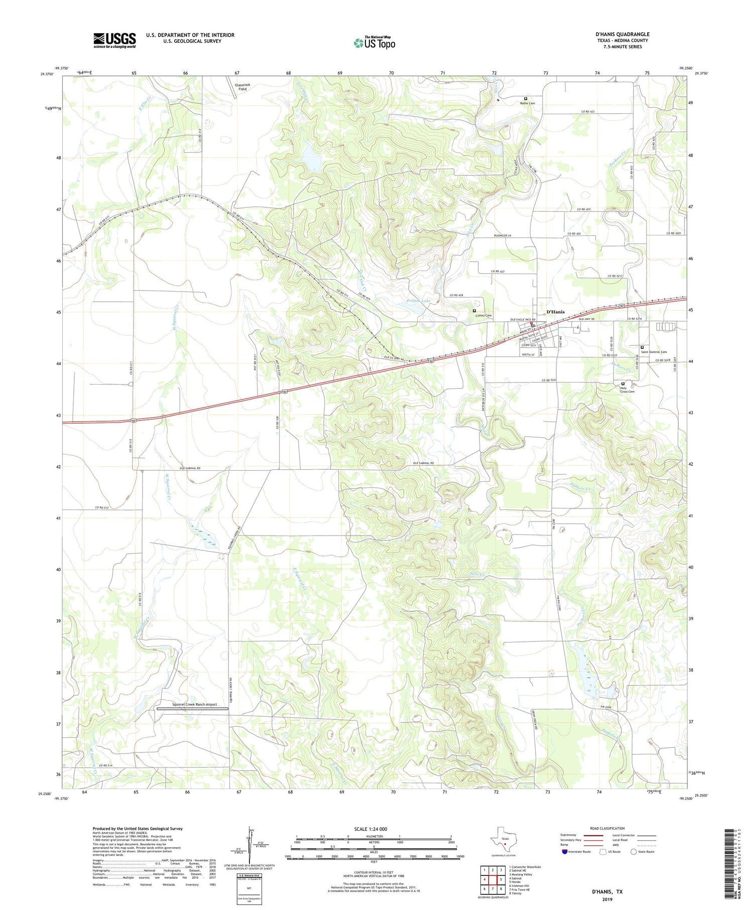 D'Hanis Texas US Topo Map Image