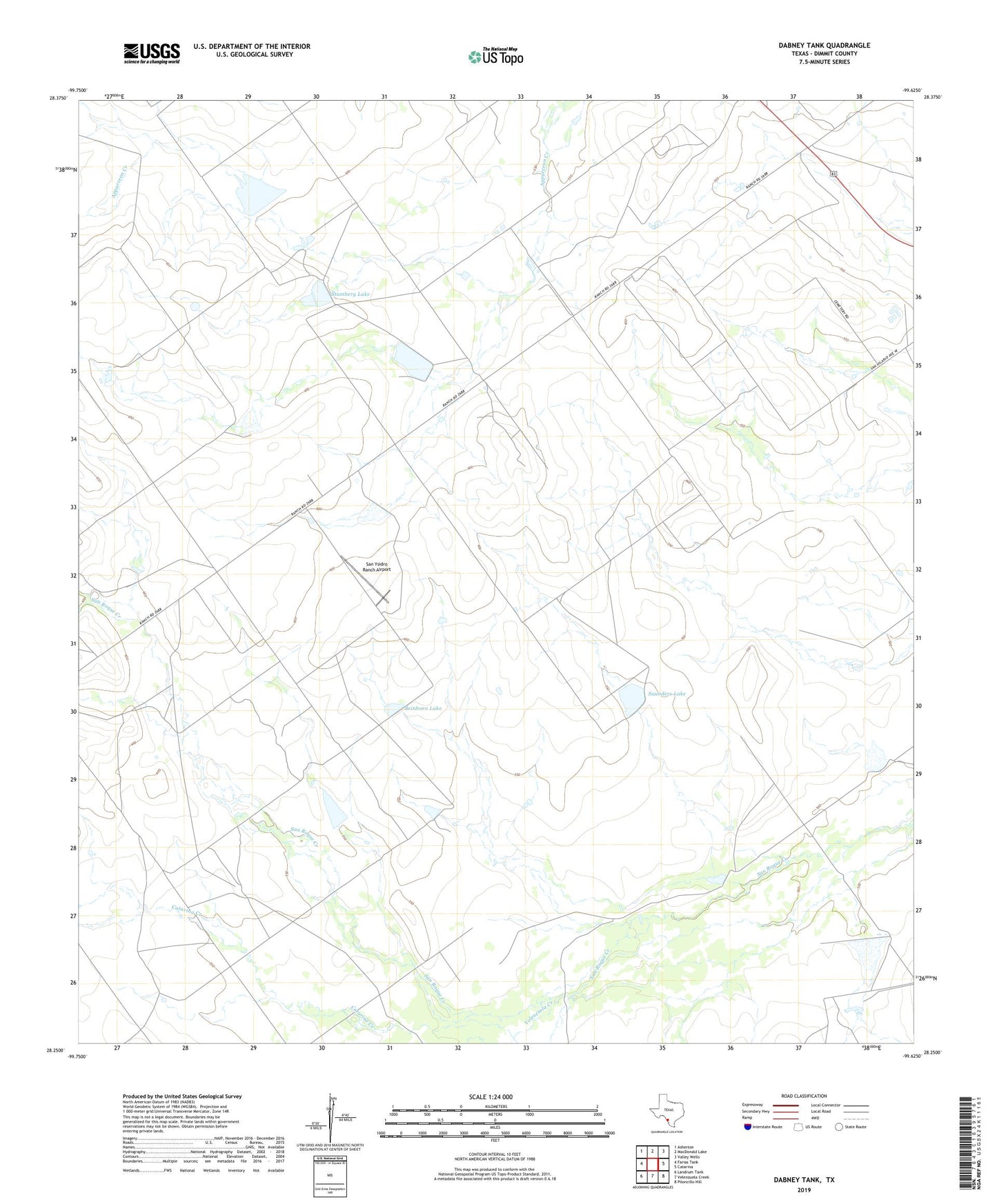 Dabney Tank Texas US Topo Map Image