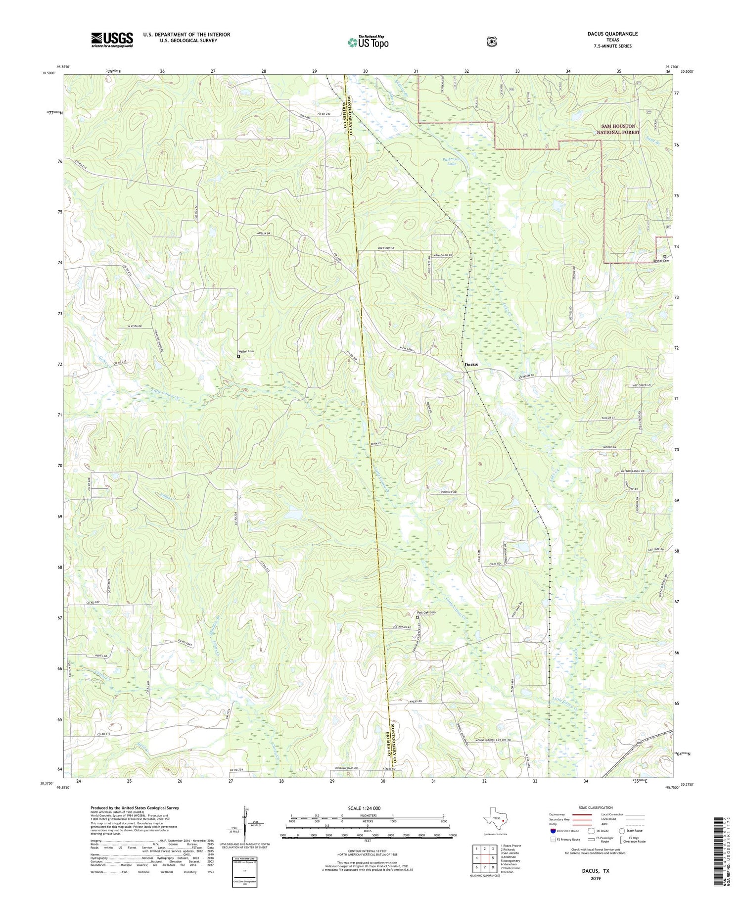 Dacus Texas US Topo Map Image