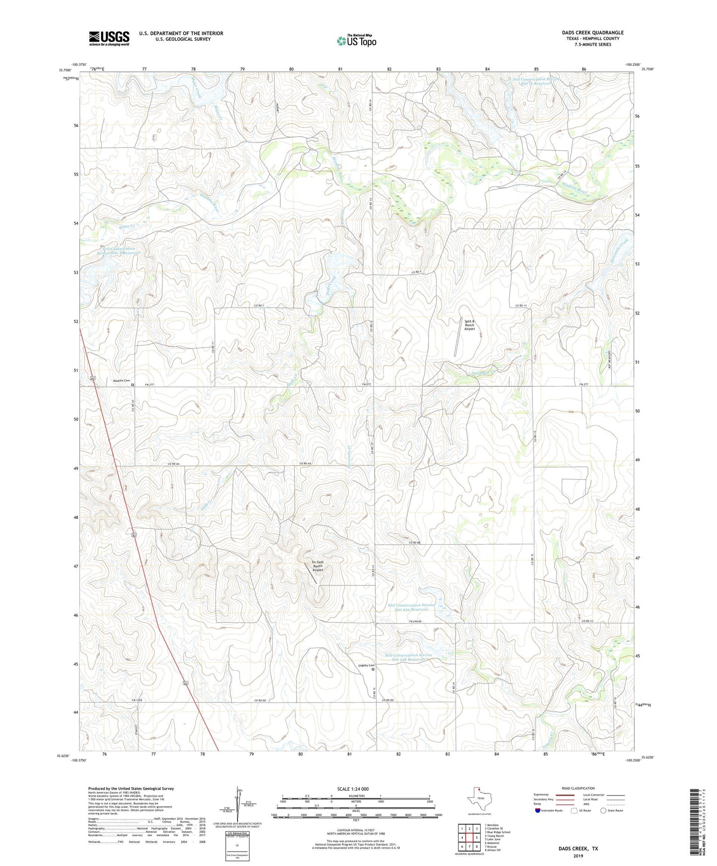 Dads Creek Texas US Topo Map Image