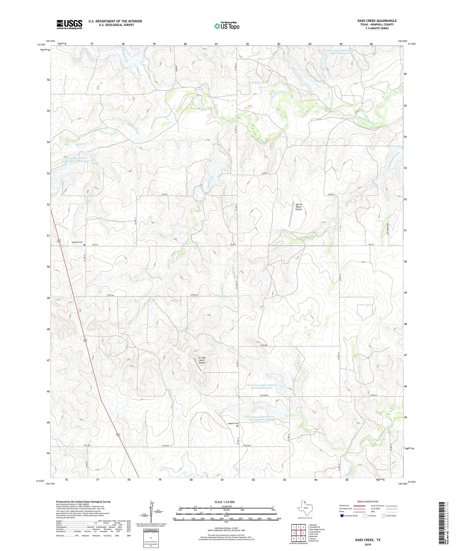 Dads Creek Texas US Topo Map Image