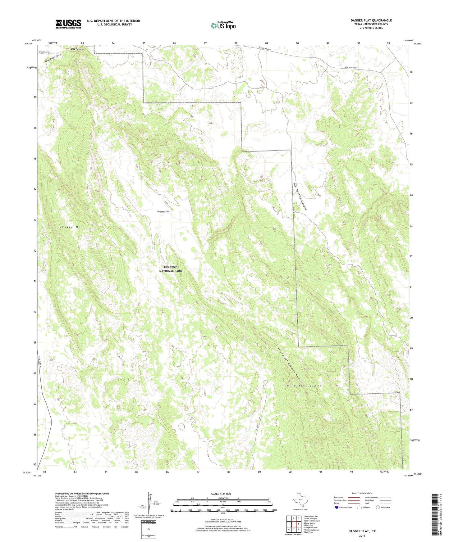 Dagger Flat Texas US Topo Map Image