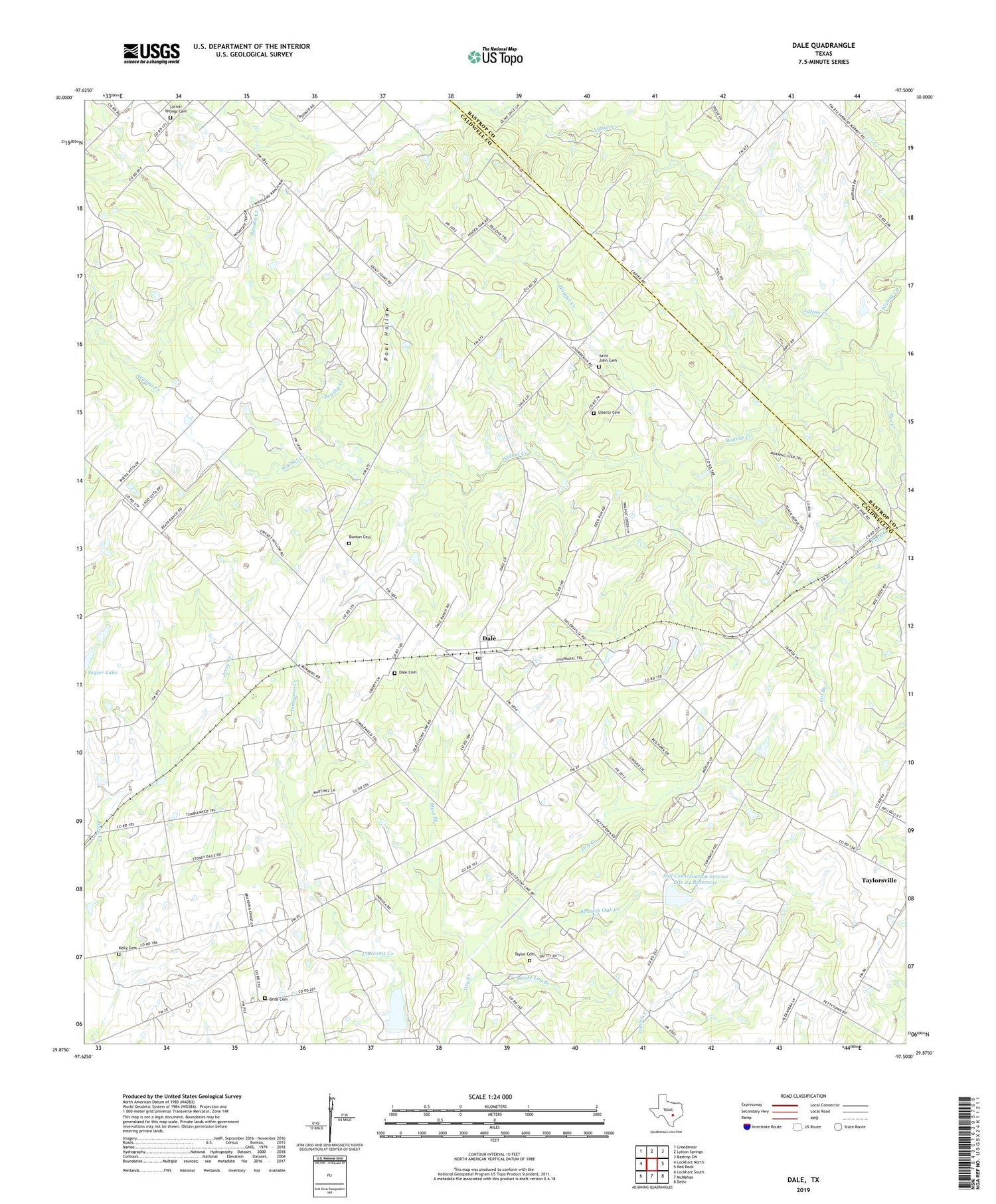 Dale Texas US Topo Map Image