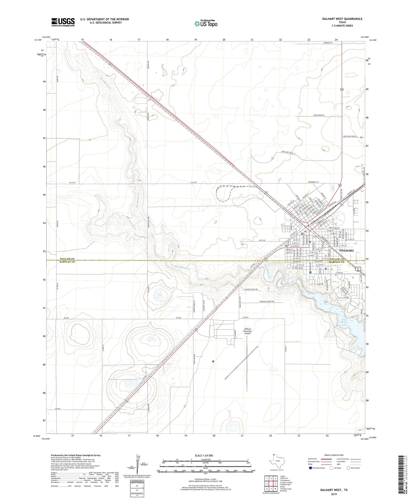 Dalhart West Texas US Topo Map Image