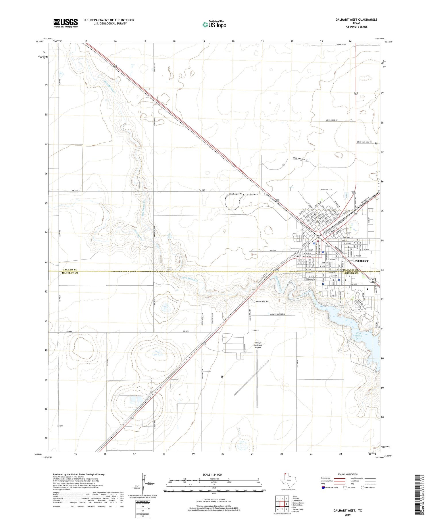 Dalhart West Texas US Topo Map Image