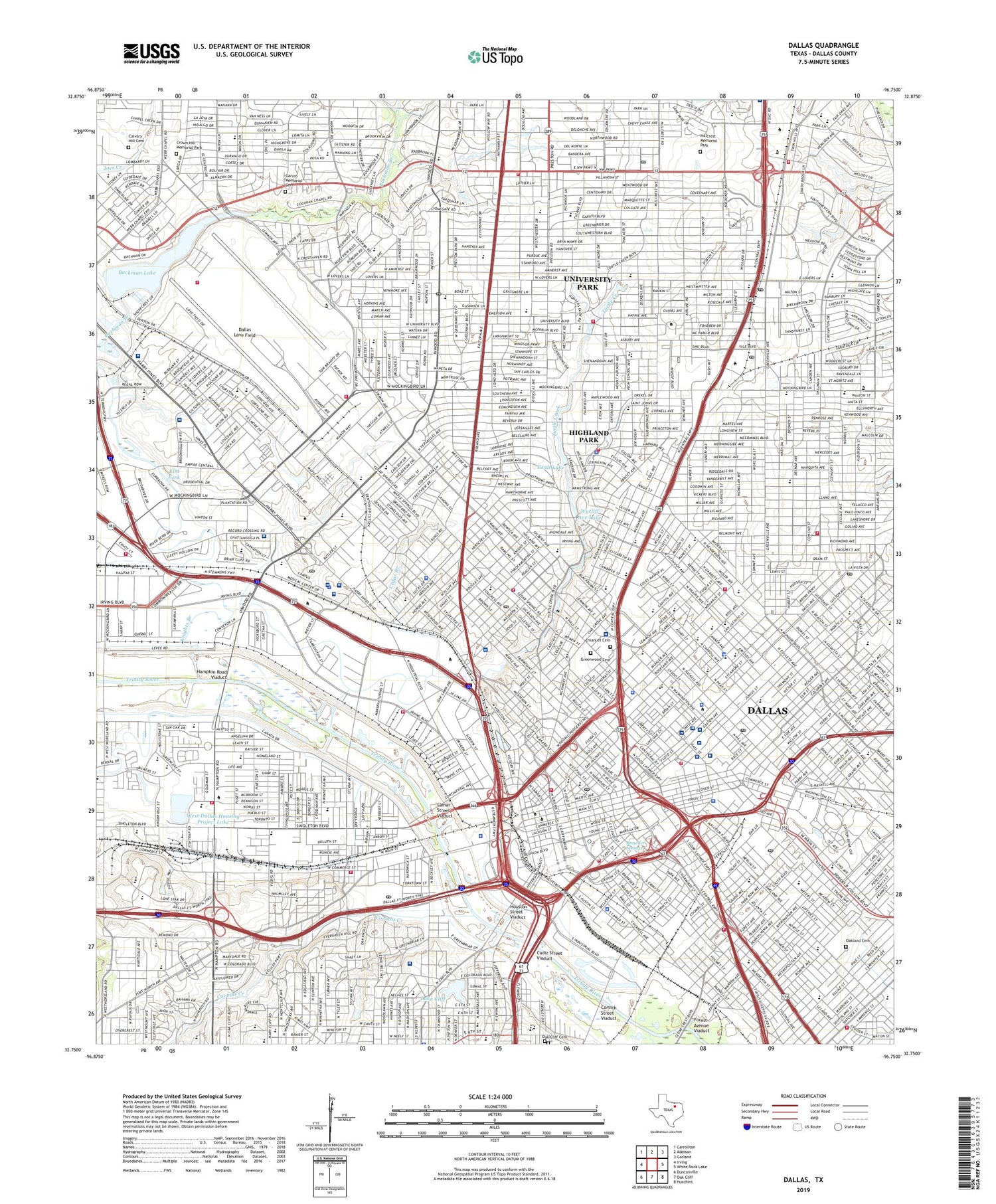 Dallas Texas US Topo Map Image