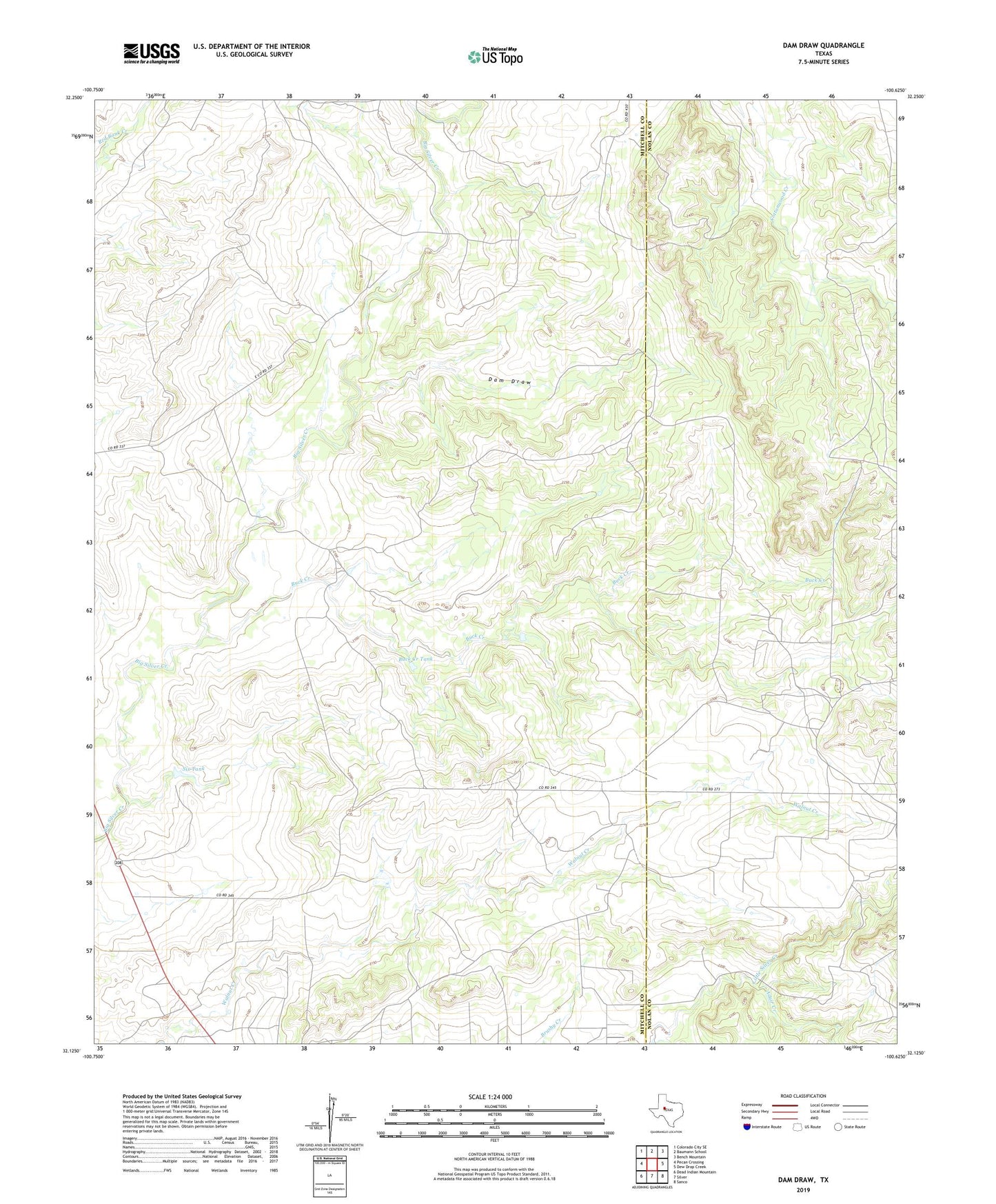 Dam Draw Texas US Topo Map Image
