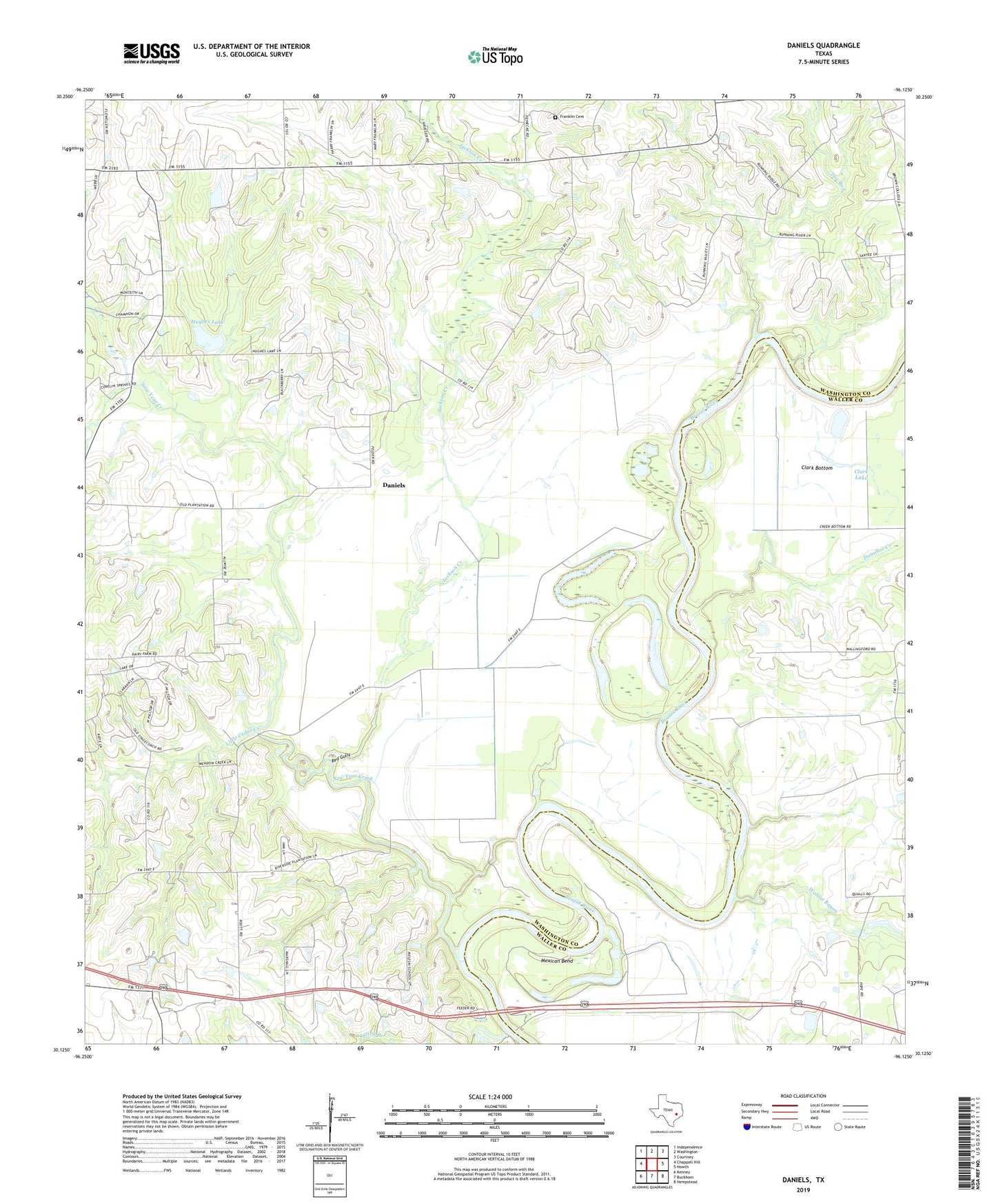 Daniels Texas US Topo Map Image