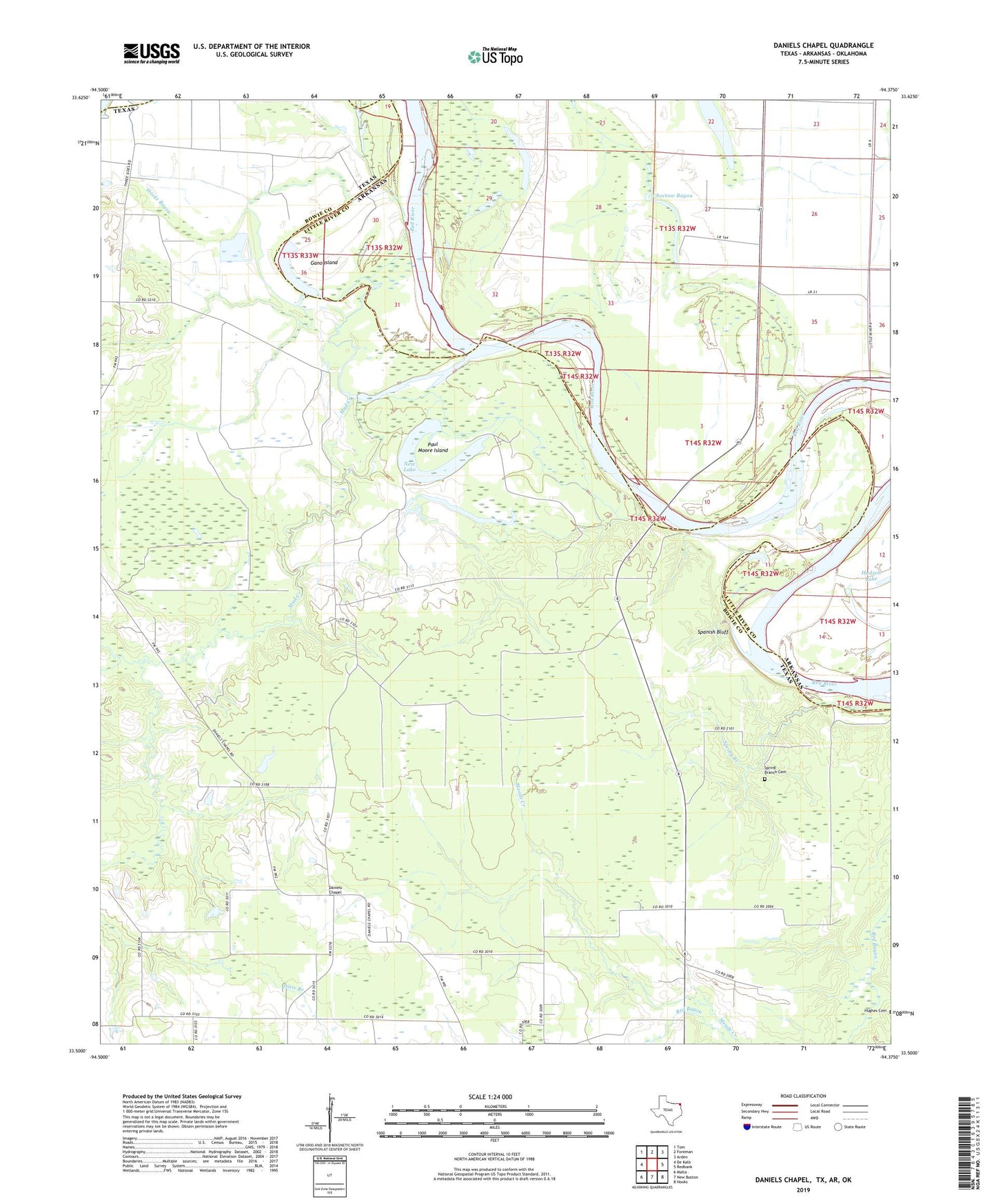 Daniels Chapel Texas US Topo Map Image