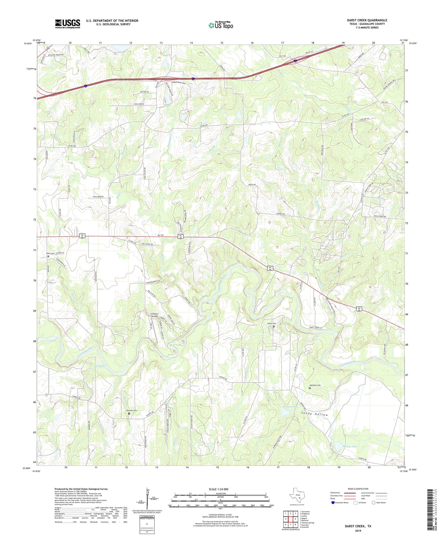 Darst Creek Texas US Topo Map Image