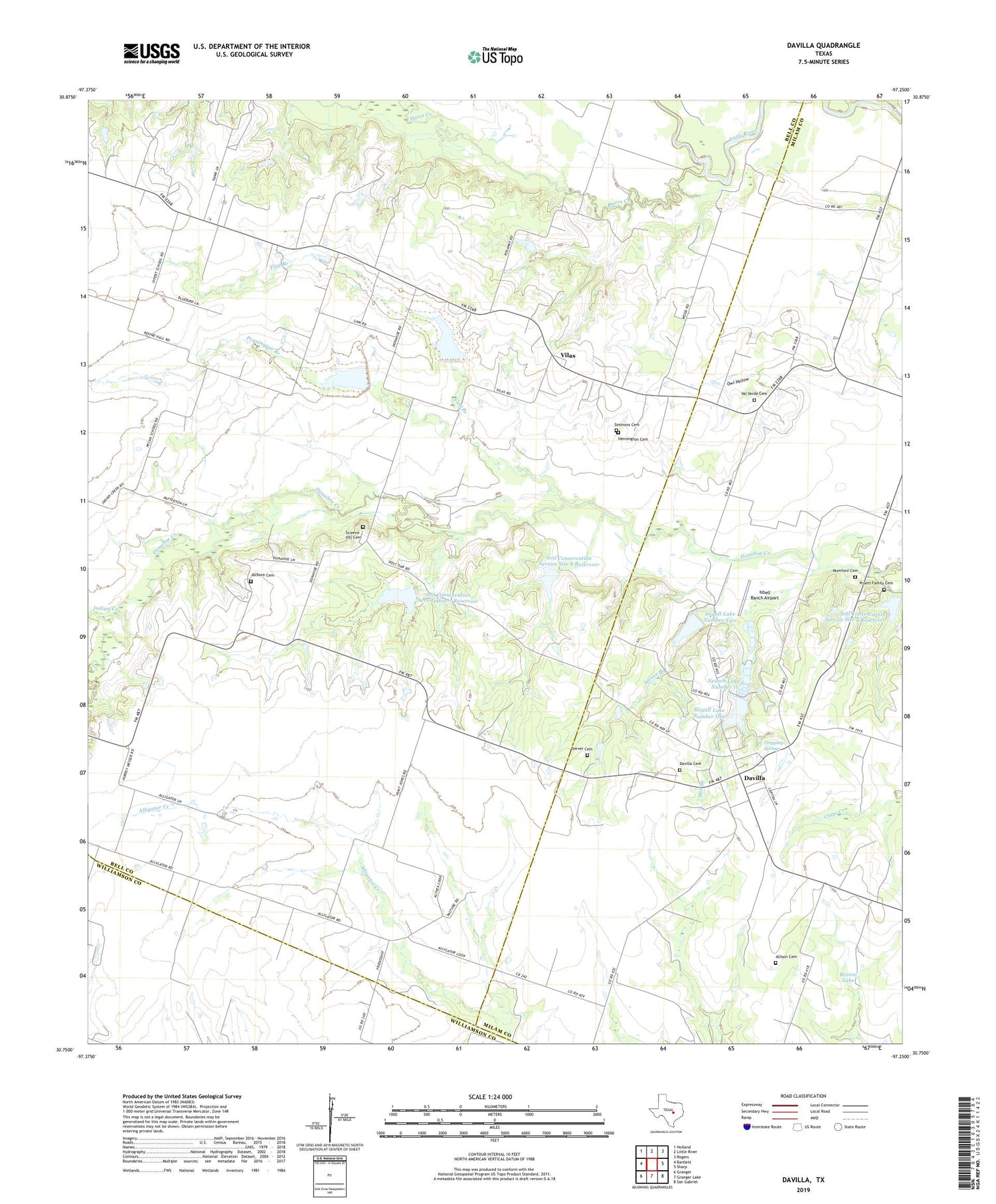 Davilla Texas US Topo Map Image