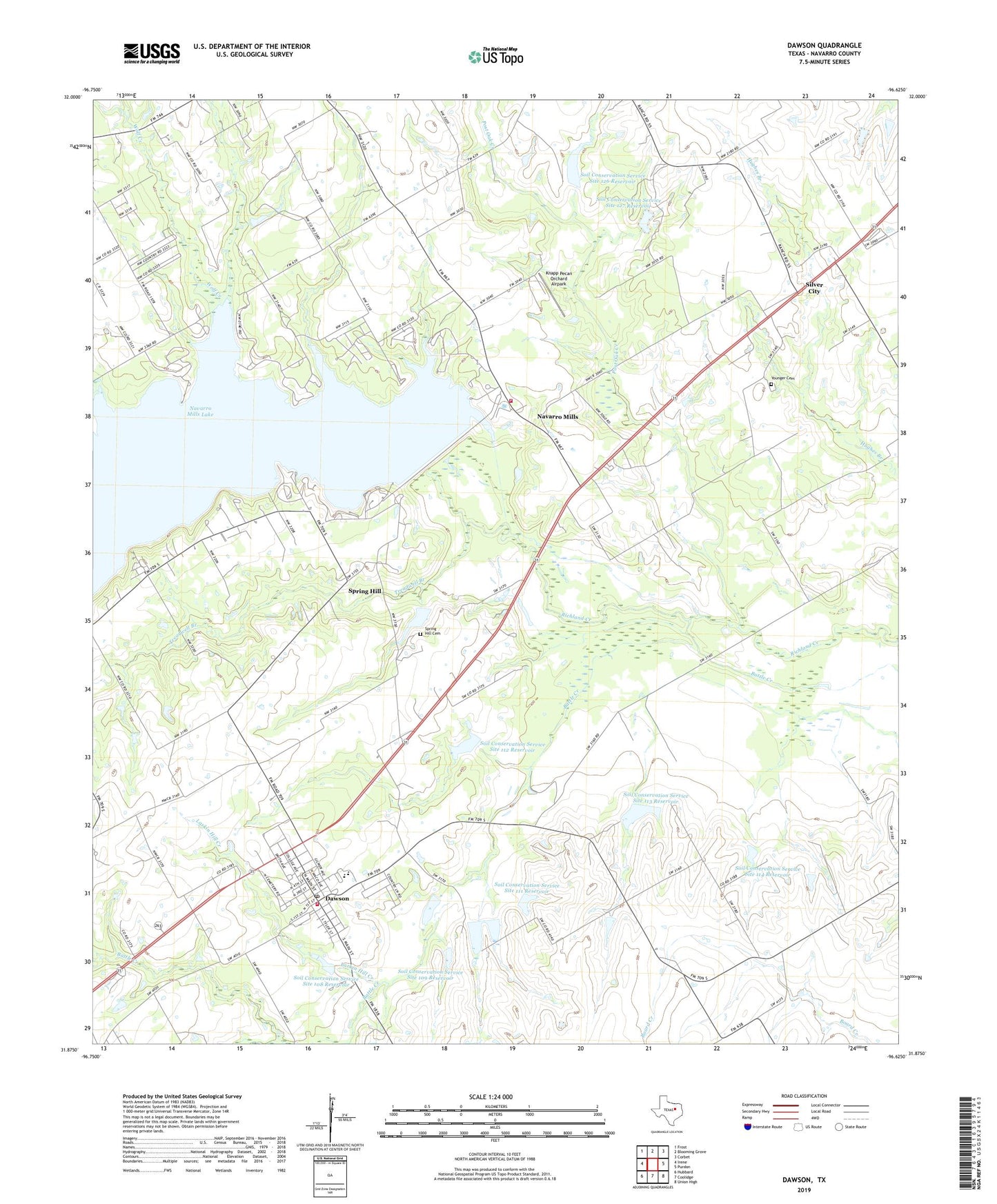 Dawson Texas US Topo Map Image