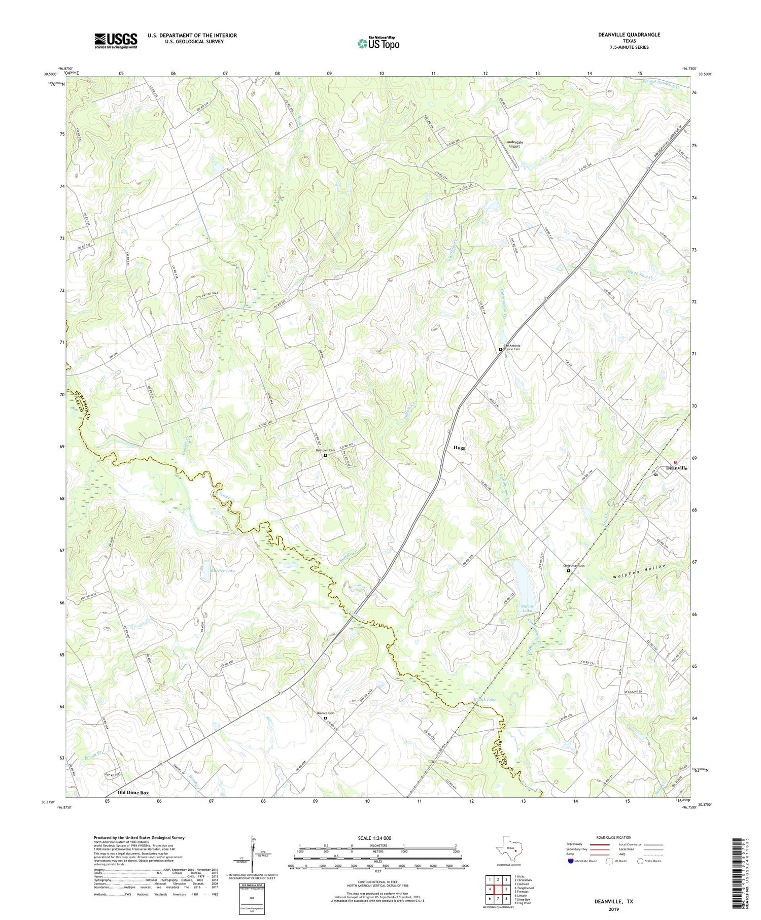 Deanville Texas US Topo Map Image