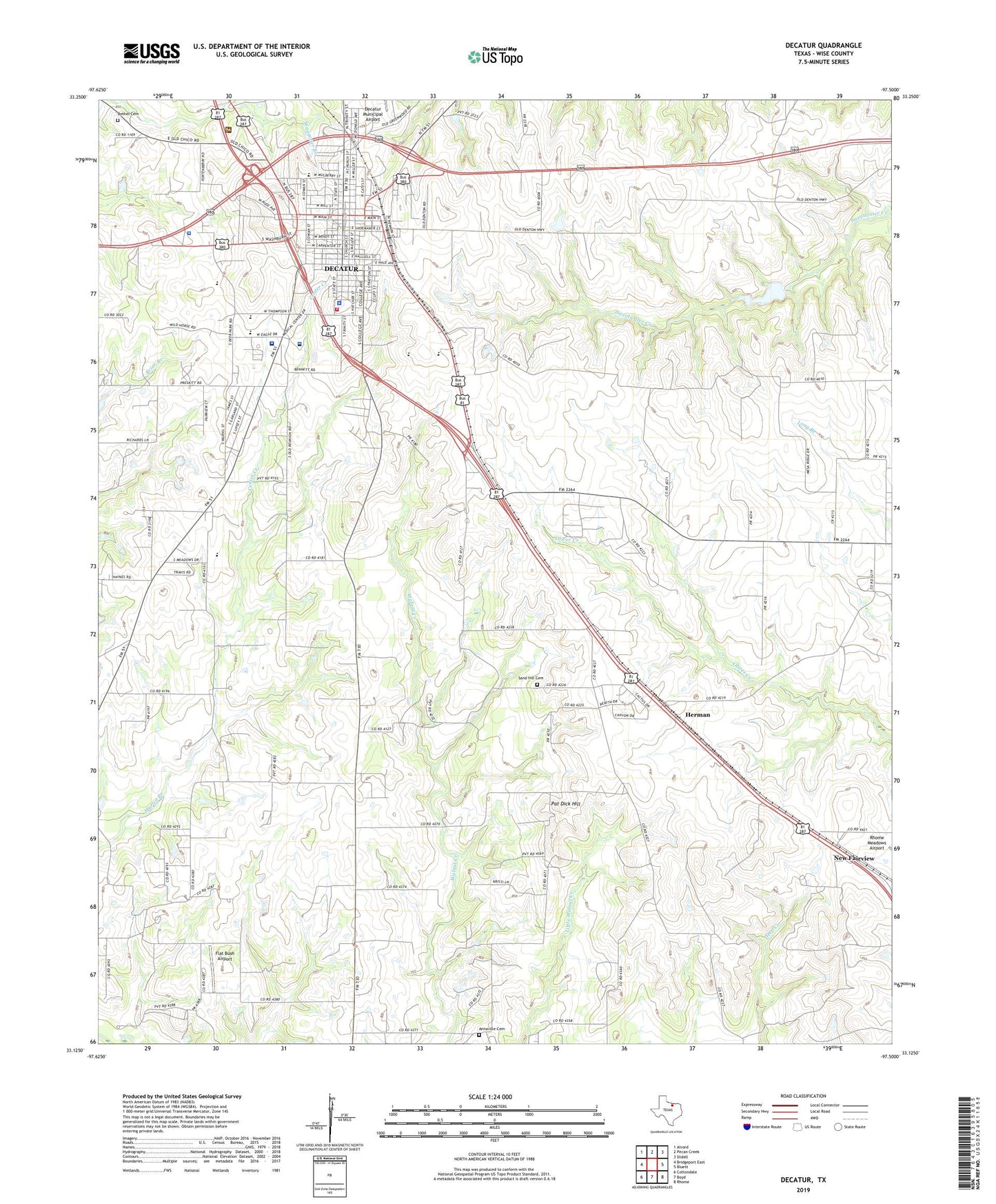 Decatur Texas US Topo Map Image