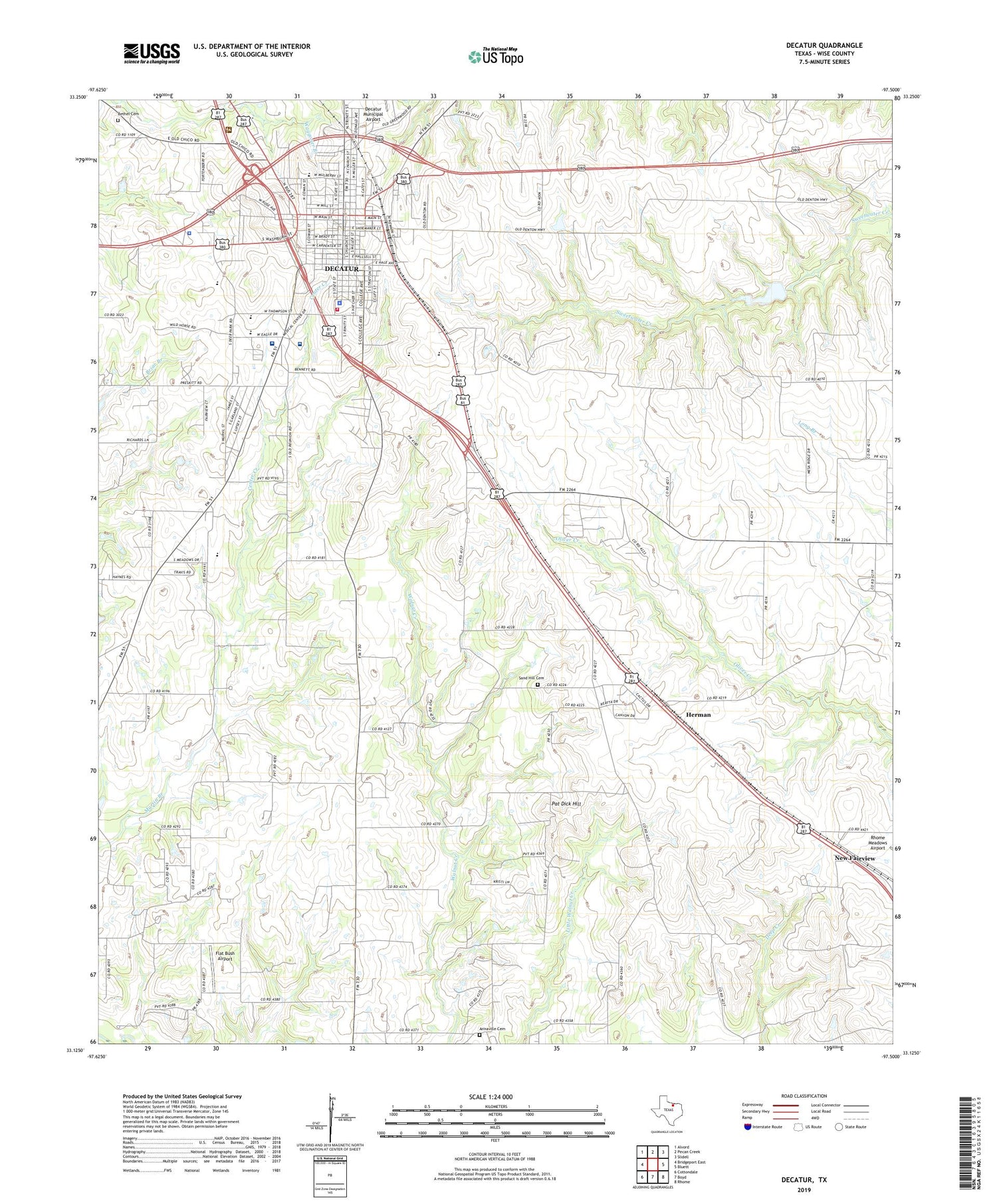 Decatur Texas US Topo Map Image