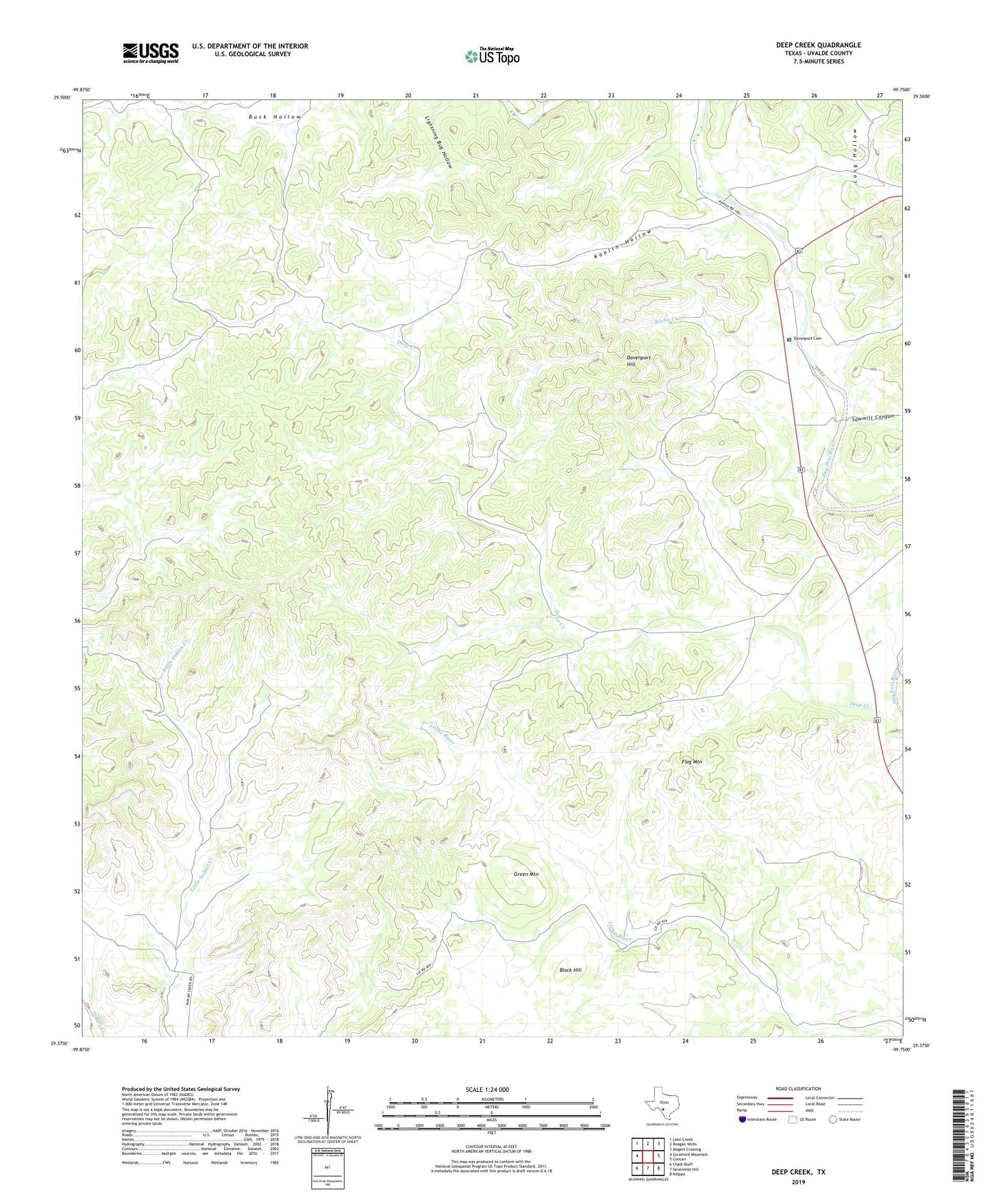 Deep Creek Texas US Topo Map Image