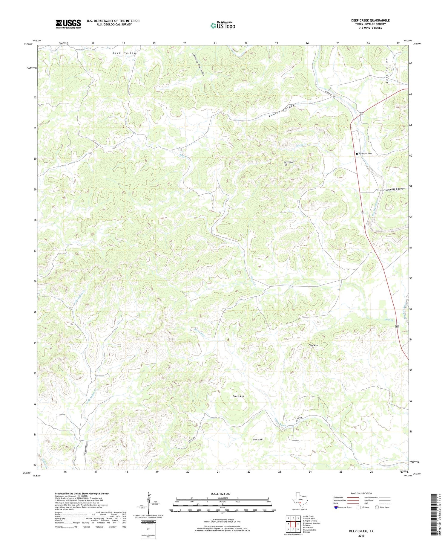 Deep Creek Texas US Topo Map Image