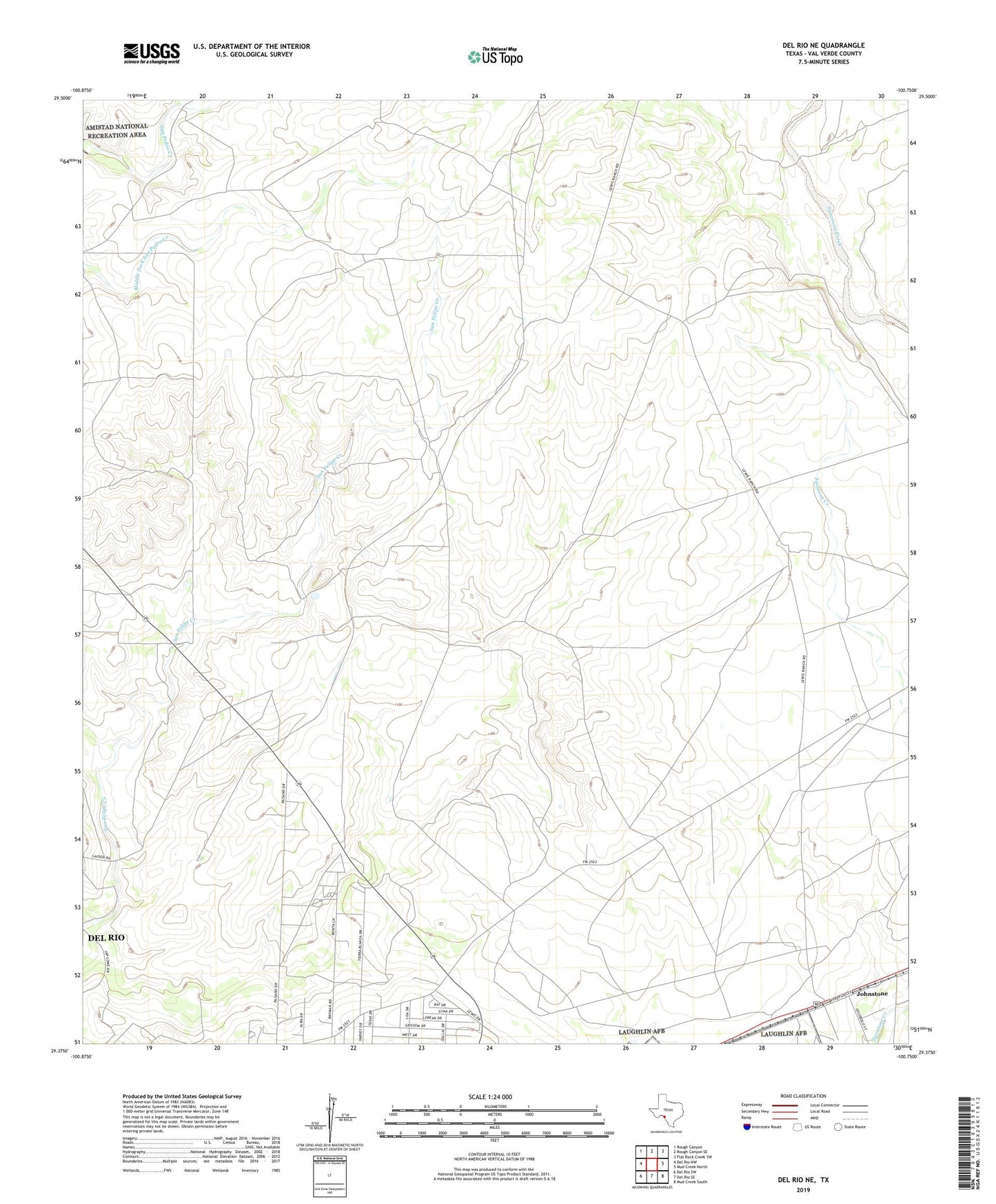 Del Rio NE Texas US Topo Map Image