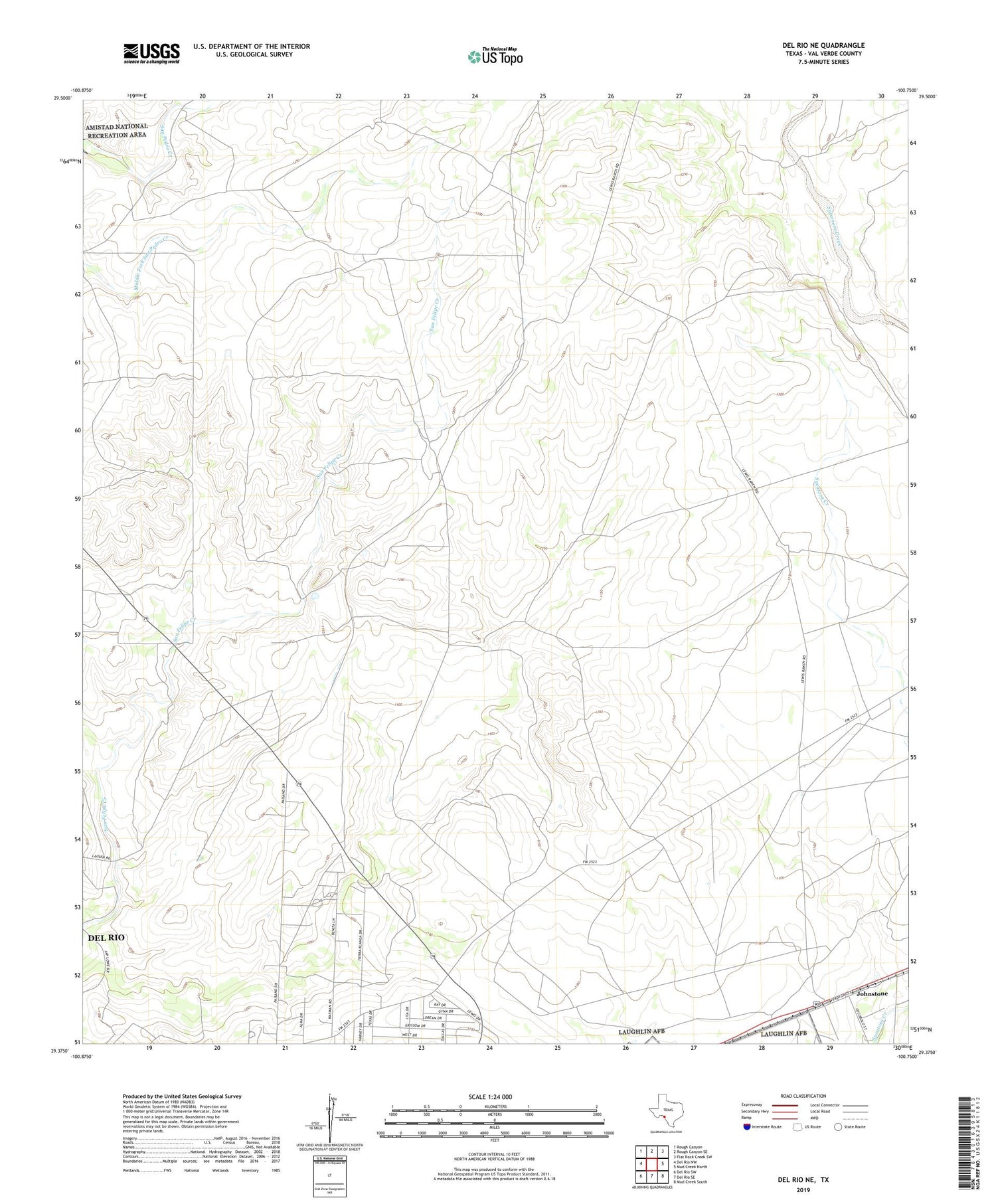 Del Rio NE Texas US Topo Map Image