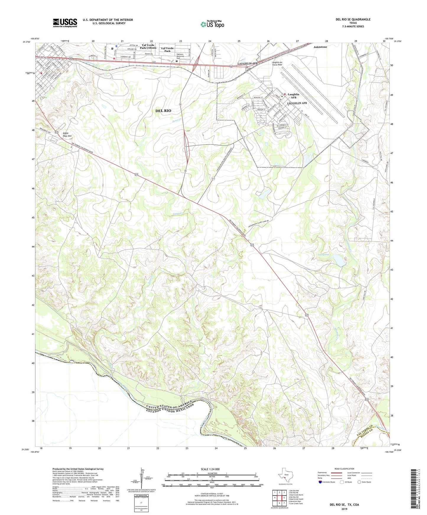 Del Rio SE Texas US Topo Map Image