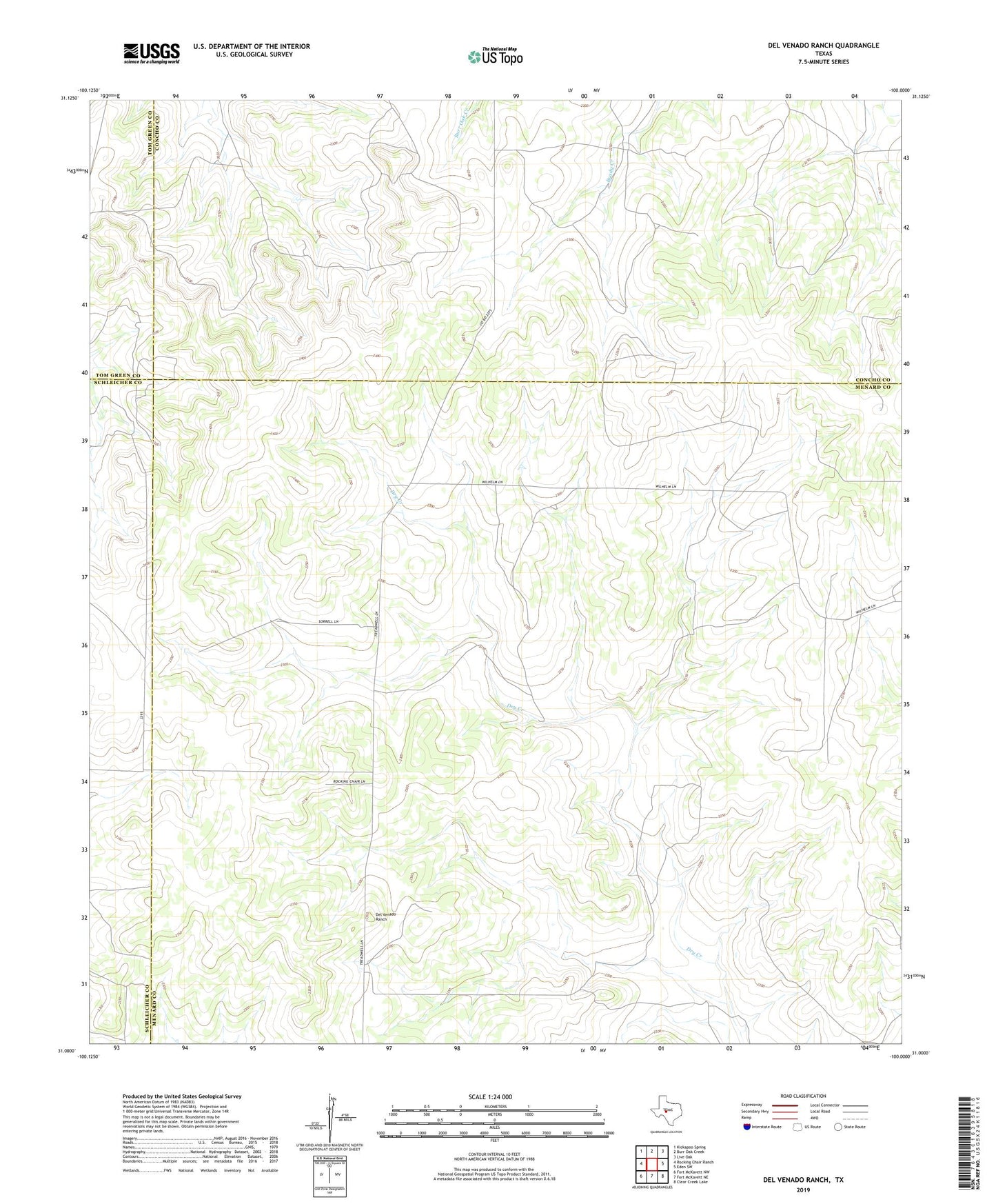 Del Venado Ranch Texas US Topo Map Image