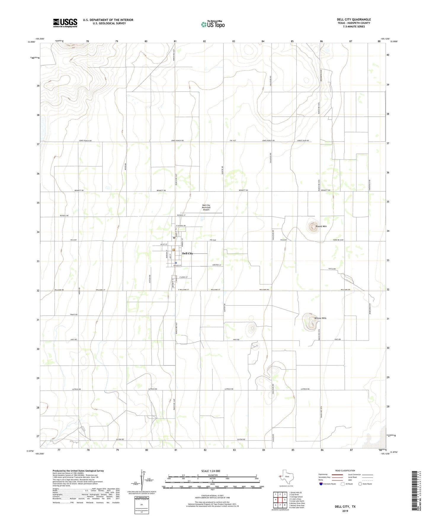 Dell City Texas US Topo Map Image