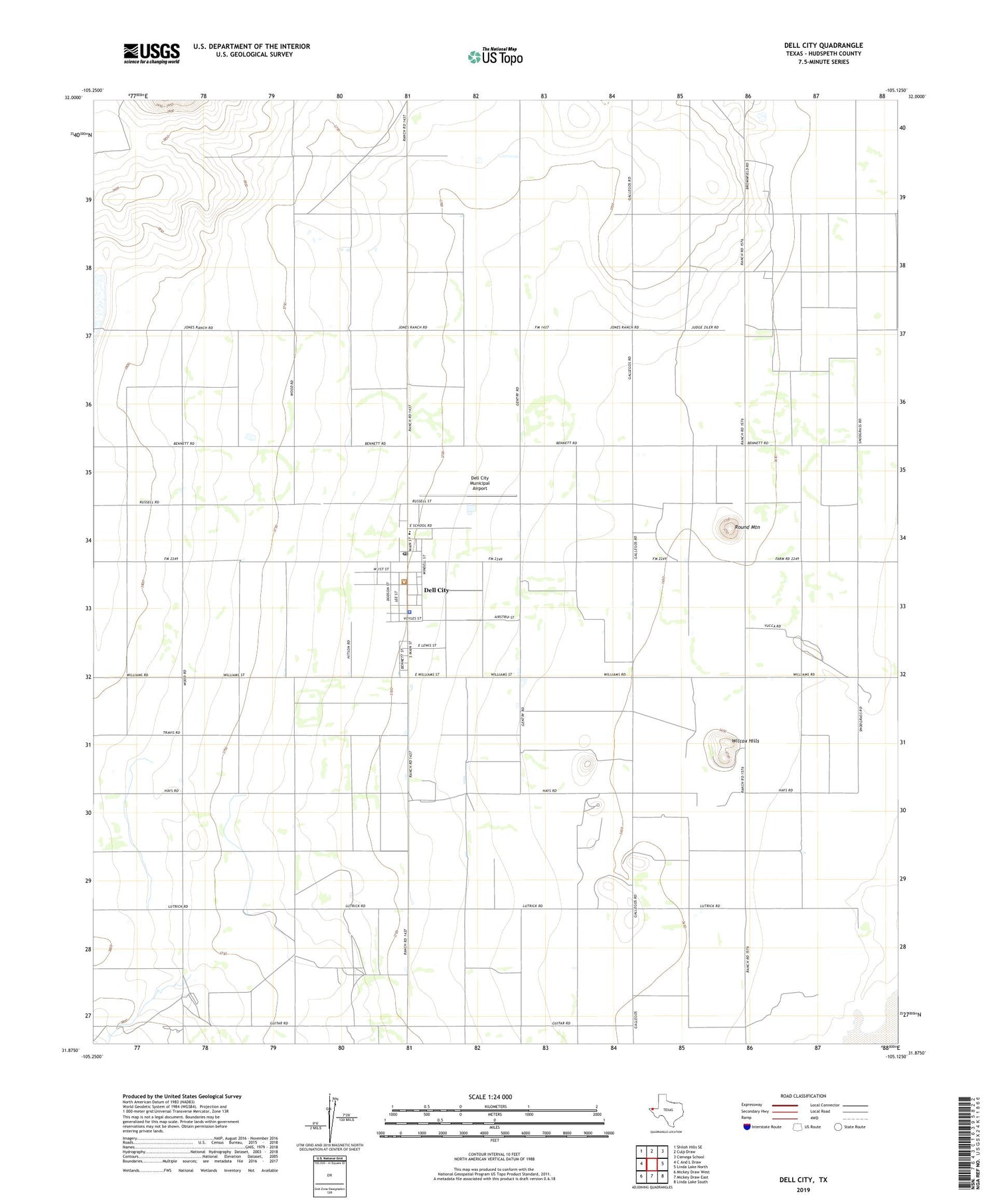 Dell City Texas US Topo Map Image