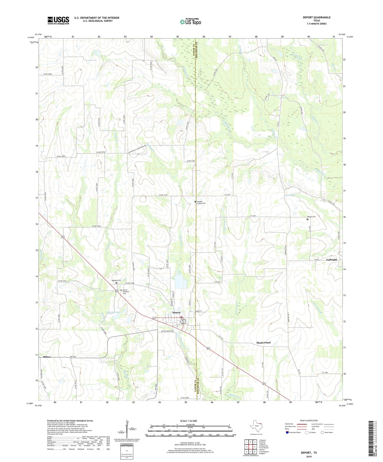 Deport Texas US Topo Map Image