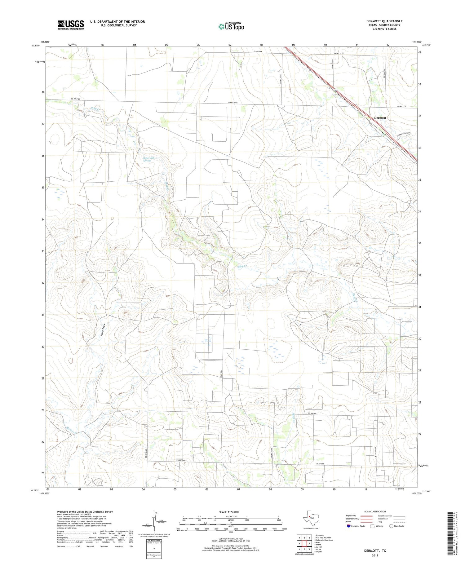 Dermott Texas US Topo Map Image