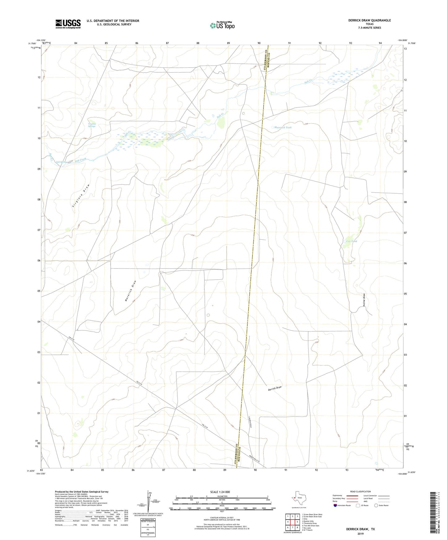 Derrick Draw Texas US Topo Map Image
