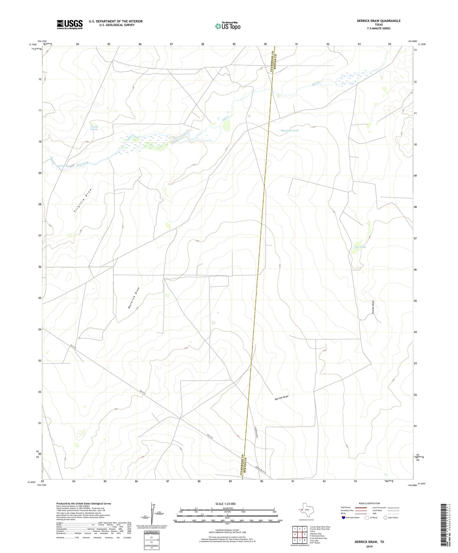 Derrick Draw Texas US Topo Map Image