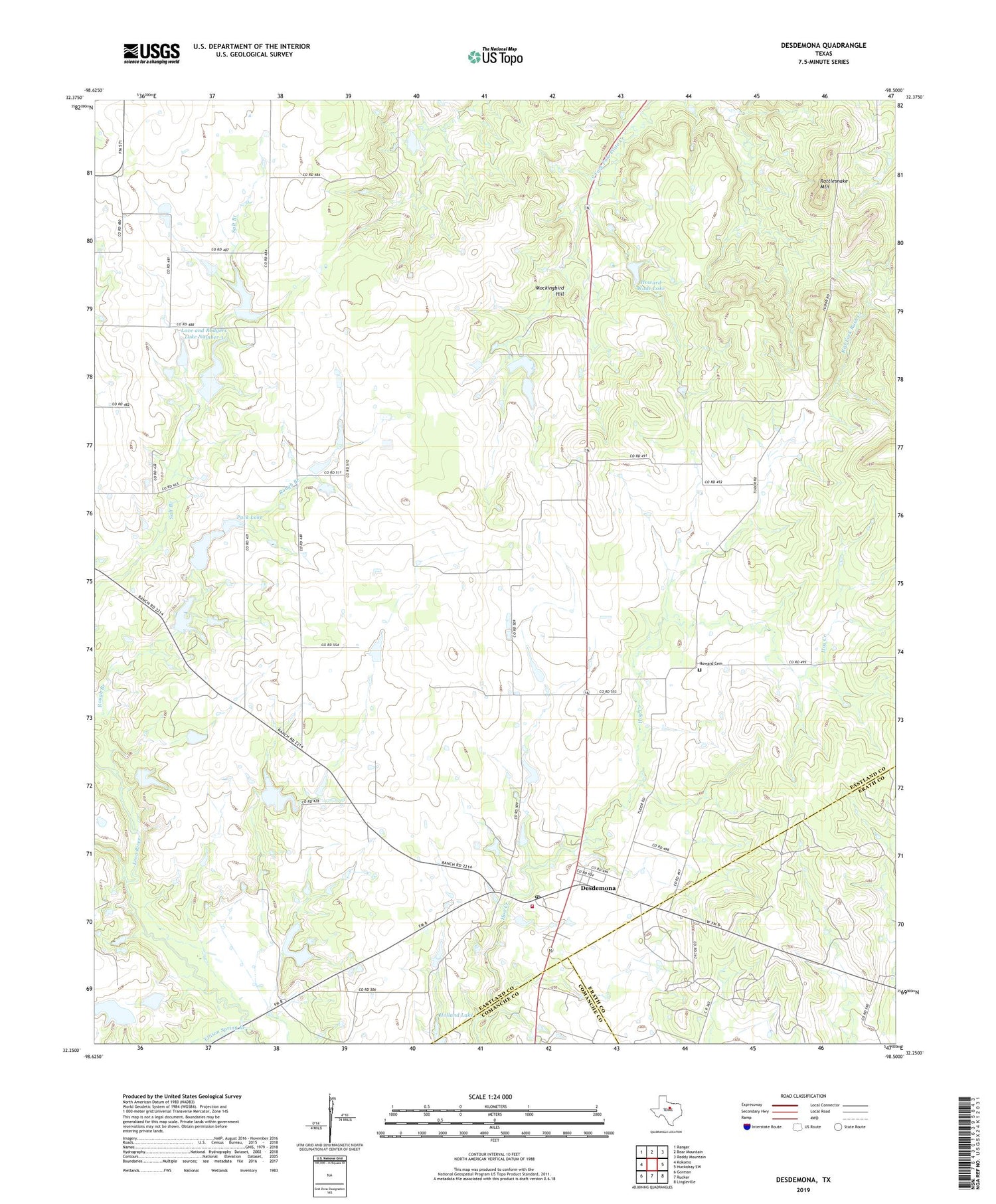 Desdemona Texas US Topo Map Image
