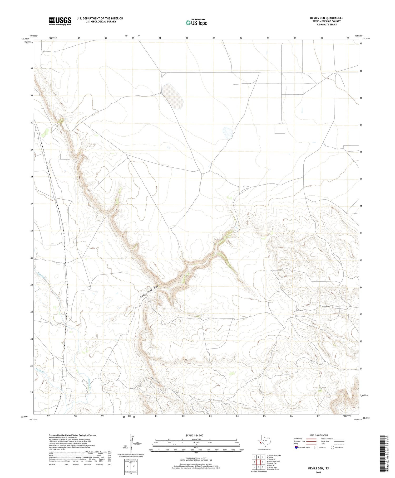 Devils Den Texas US Topo Map Image