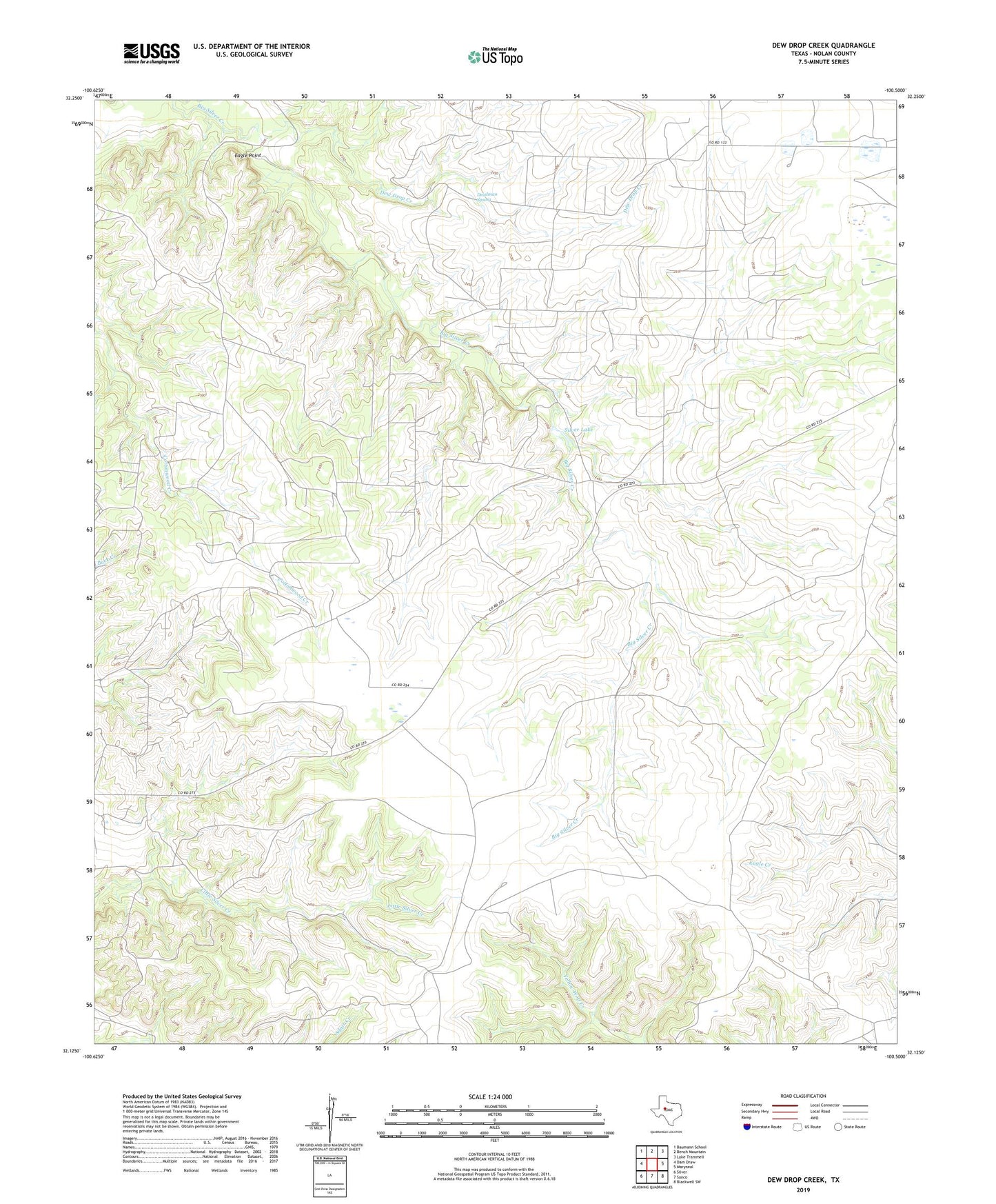 Dew Drop Creek Texas US Topo Map Image