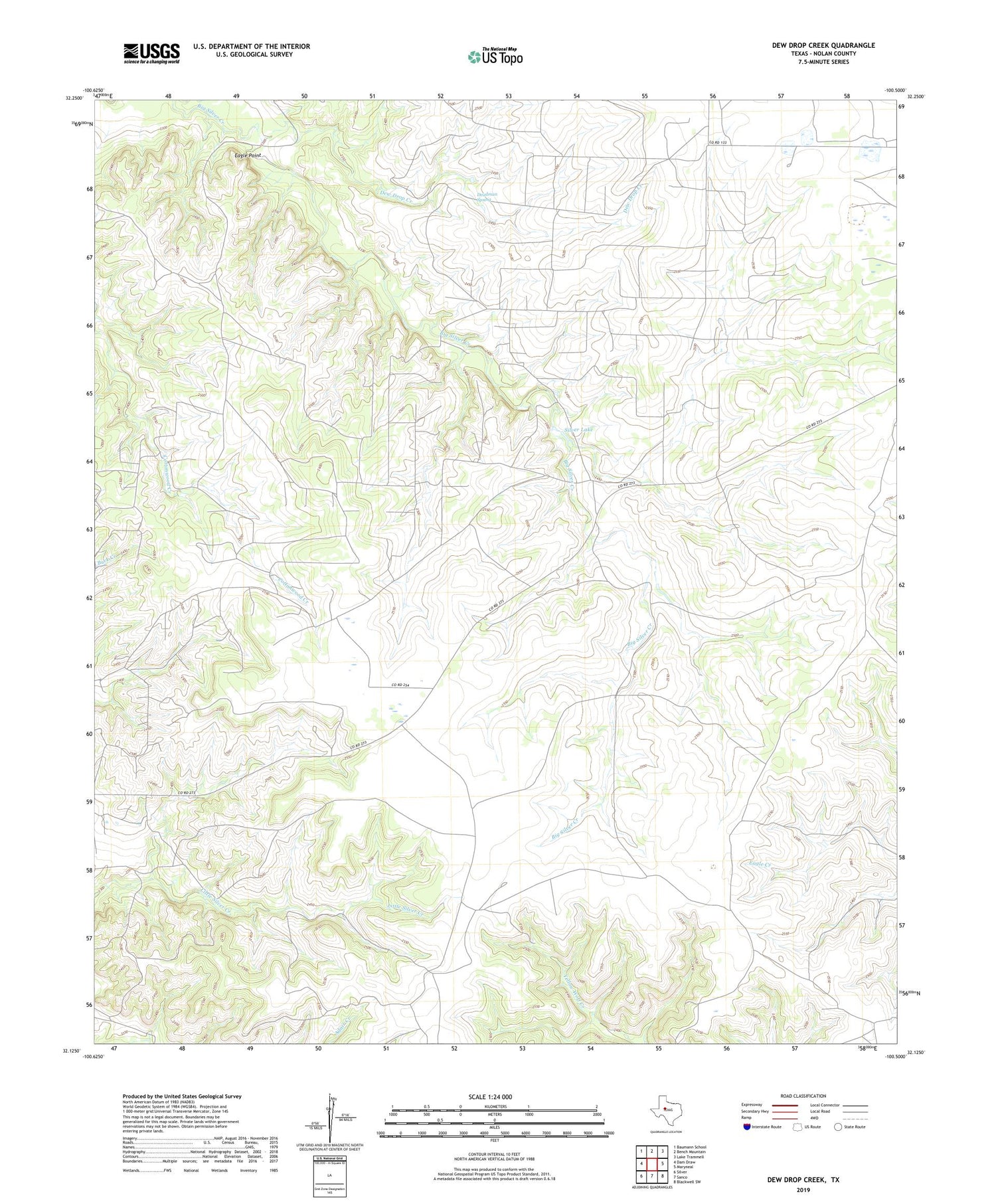 Dew Drop Creek Texas US Topo Map Image