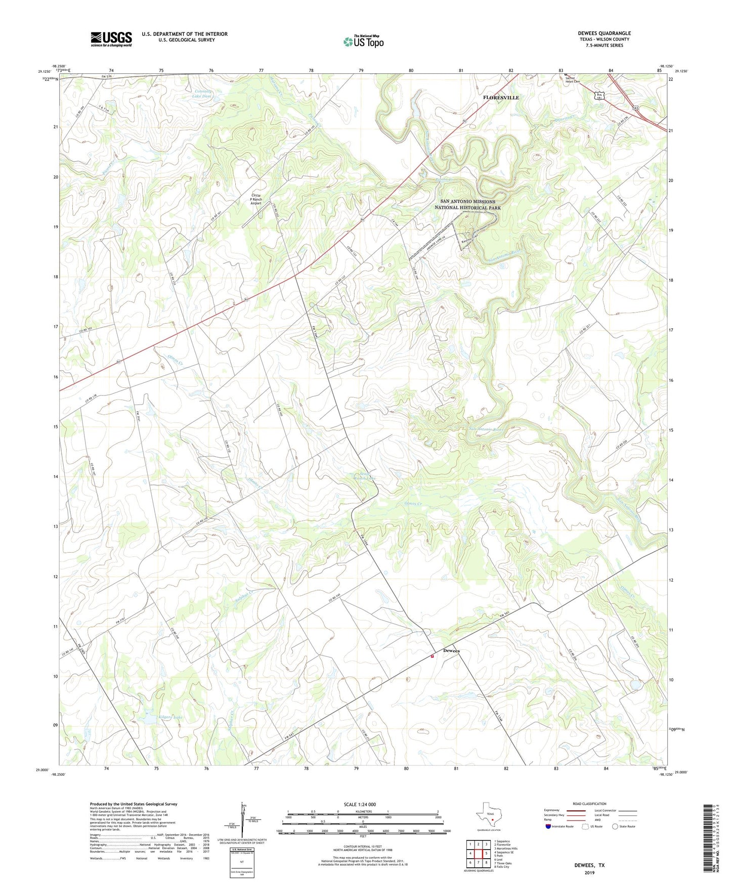 Dewees Texas US Topo Map Image