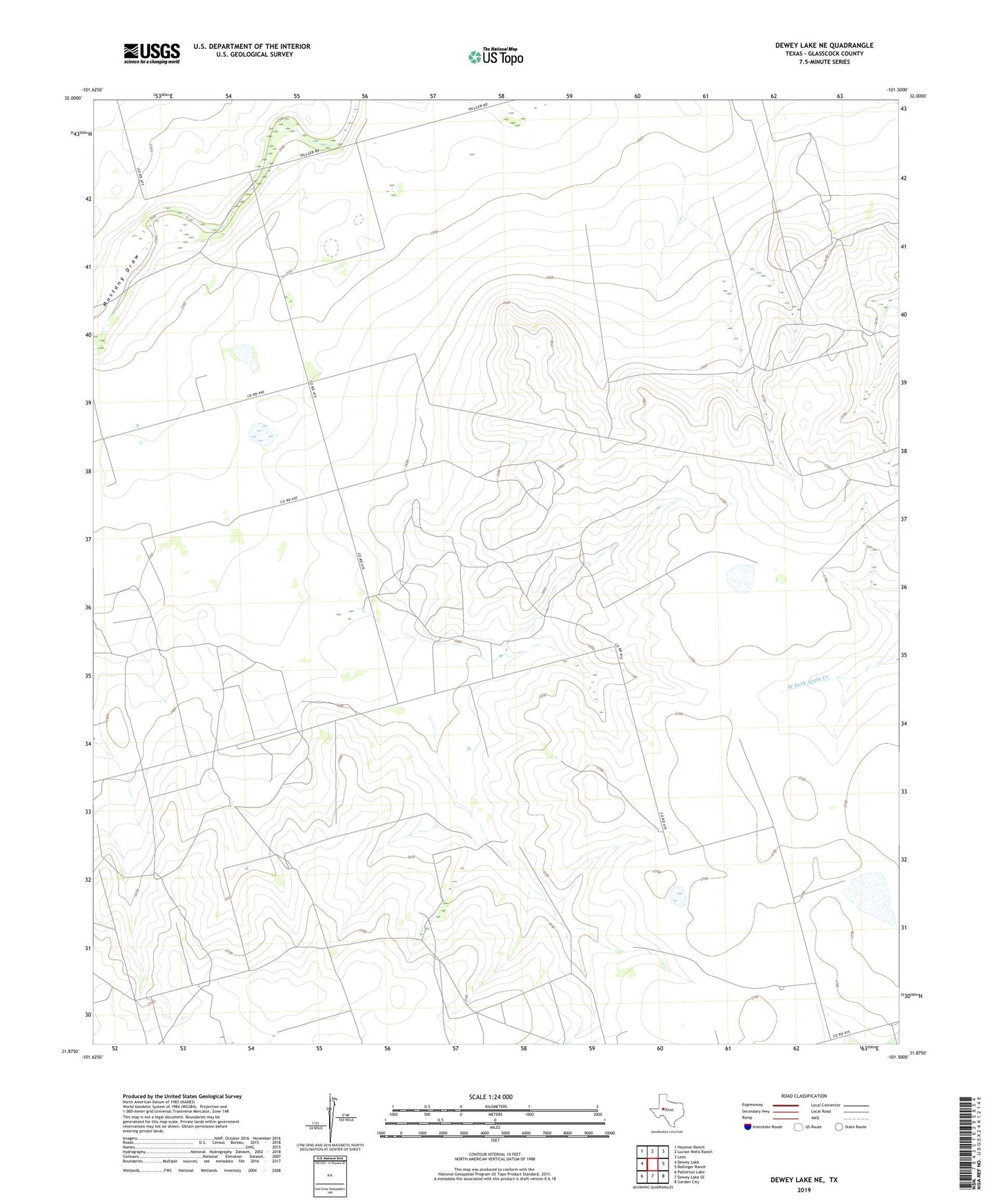 Dewey Lake NE Texas US Topo Map Image