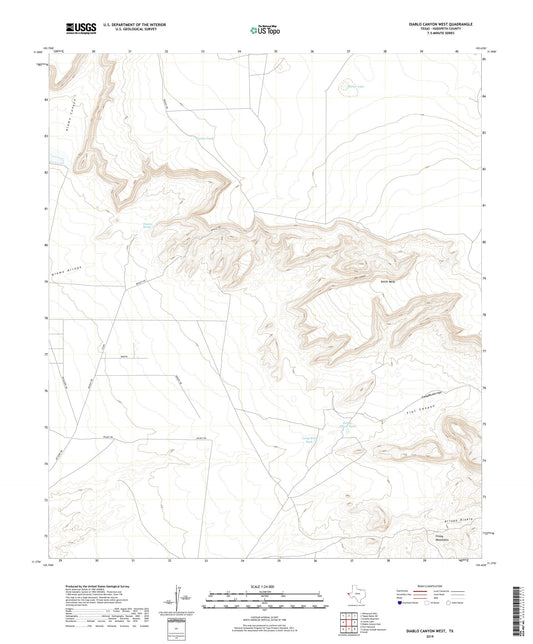 Diablo Canyon West Texas US Topo Map Image