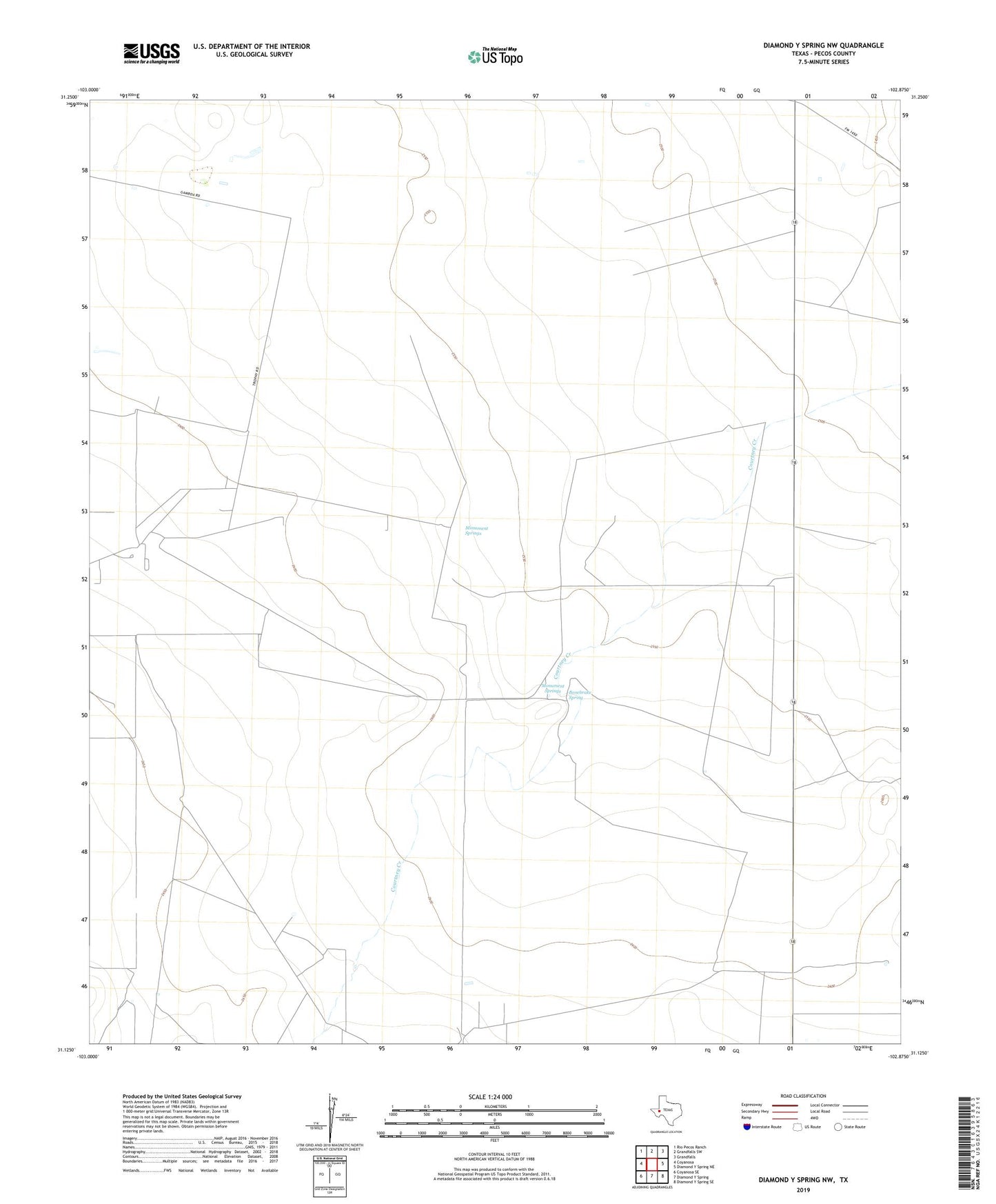 Diamond Y Spring NW Texas US Topo Map Image